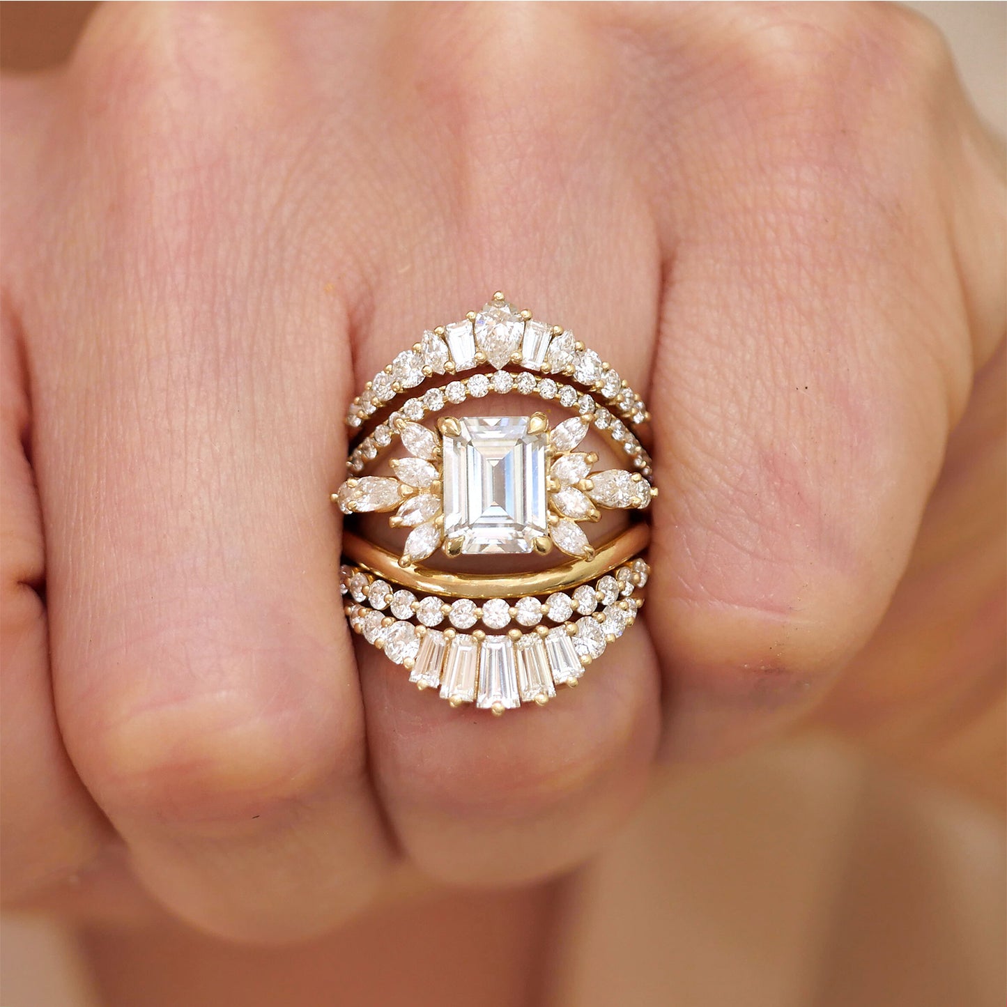 The Peacock Moissanite Diamond Mosaic Ring