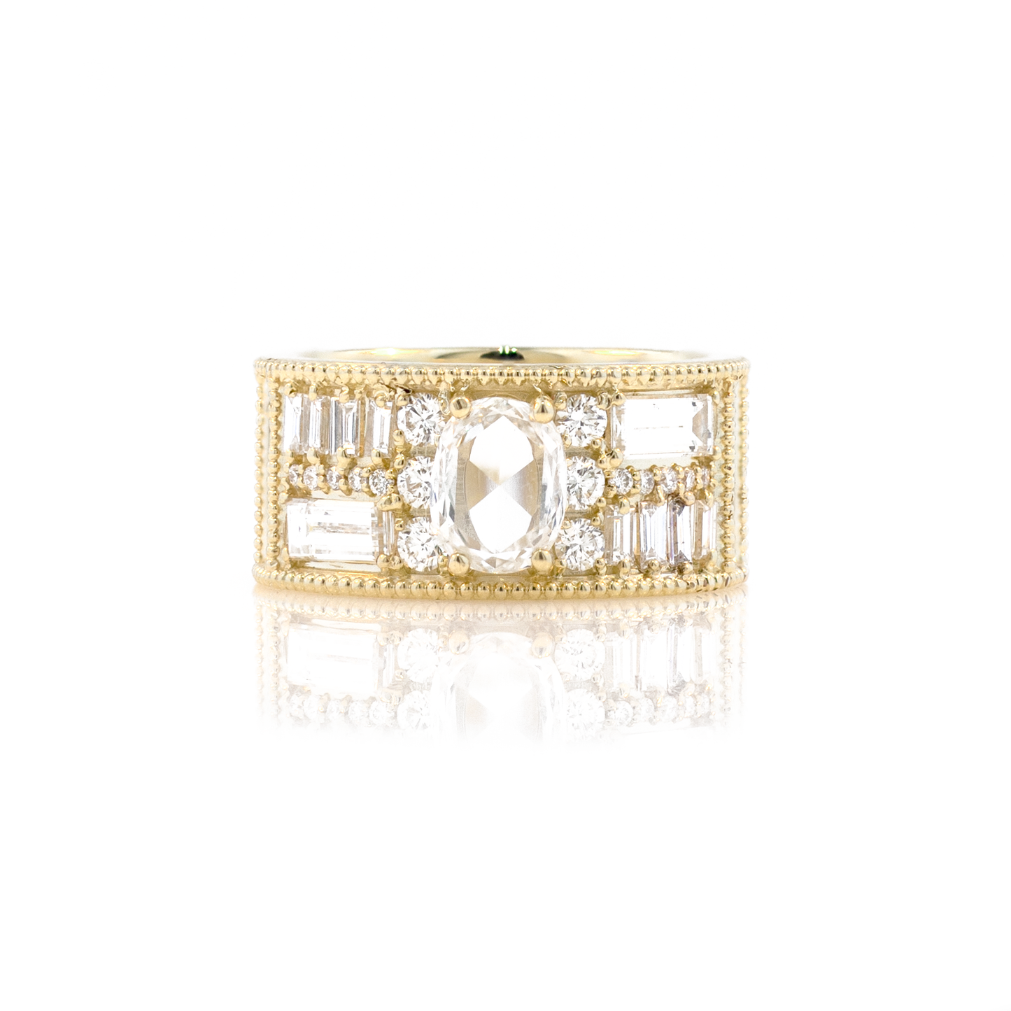 Rose Cut Oval Diamond Ring