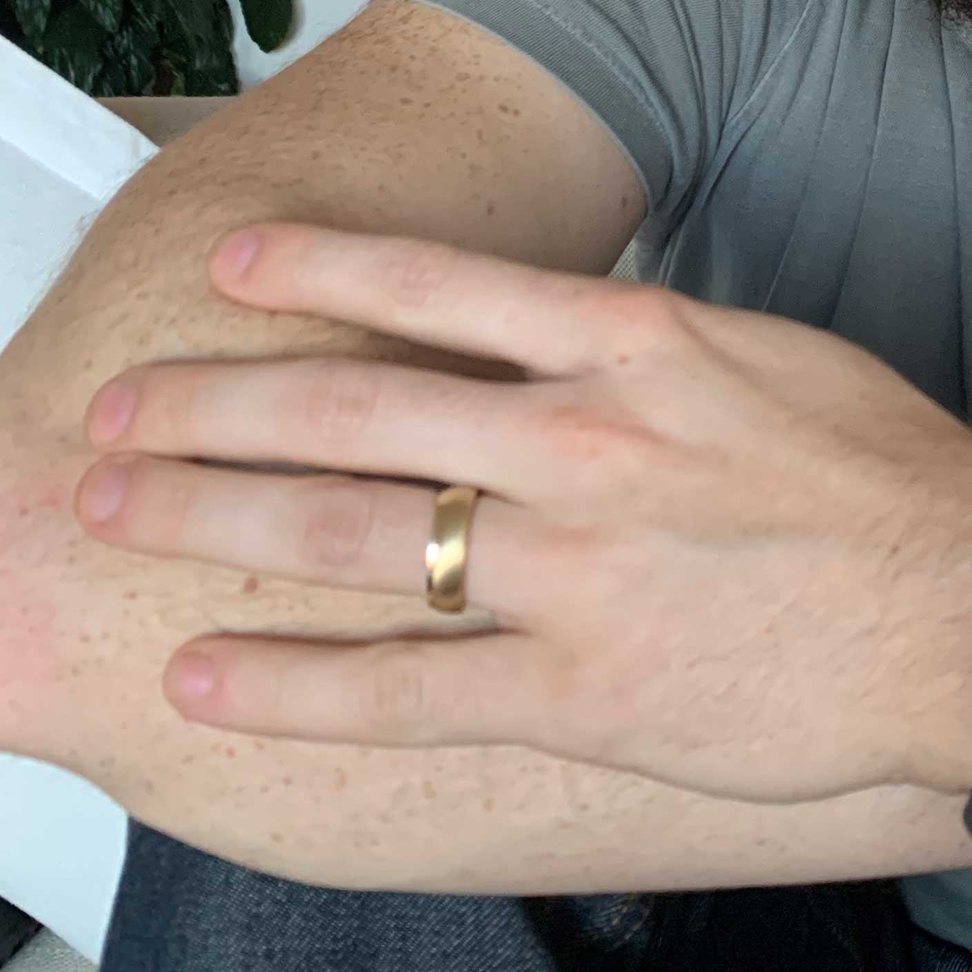 Stag Head with Diamond Eye Engraved Mens Wedding Band