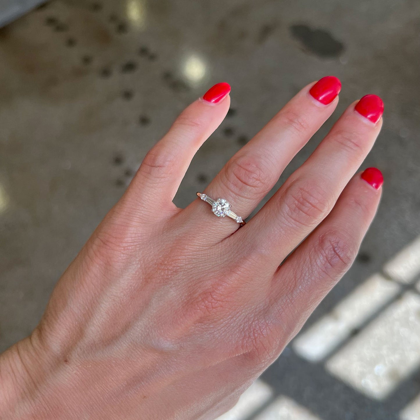 Round Baguette & Pear Diamond Ring