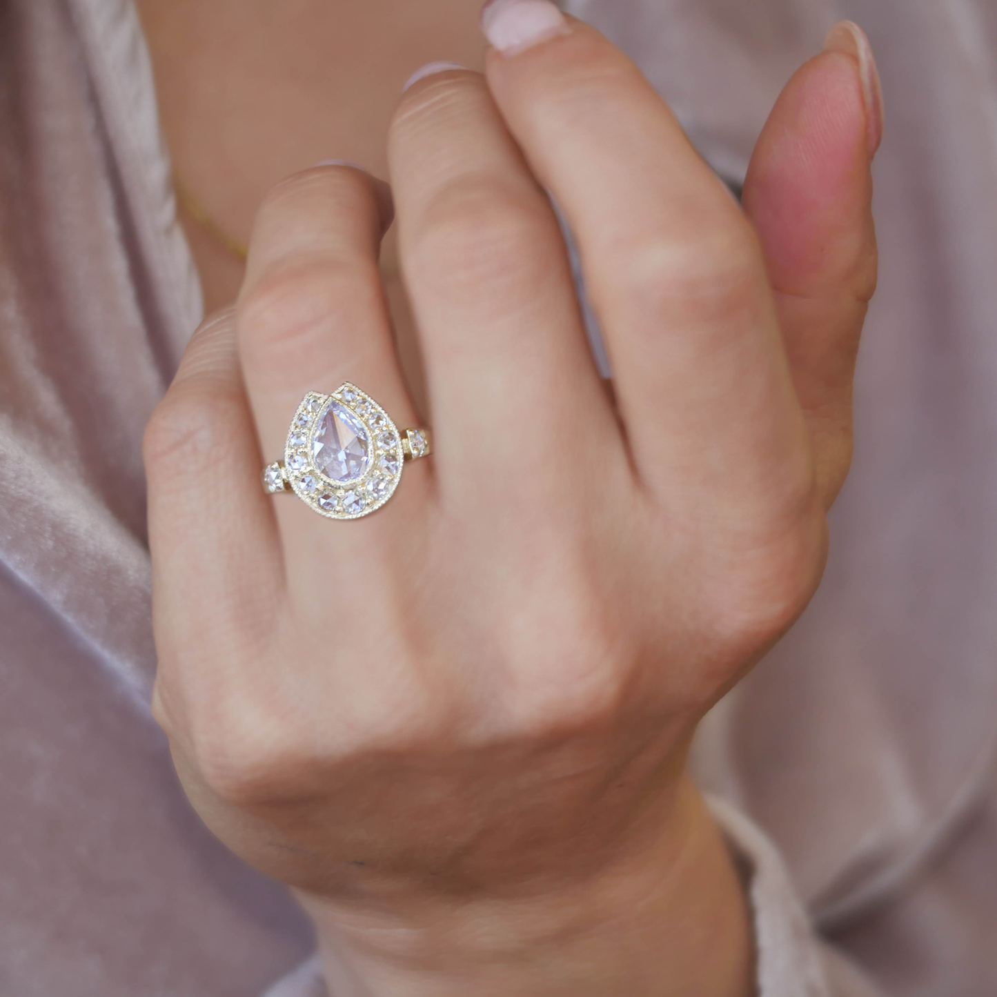 Rose Cut Diamond Horseshoe Ring