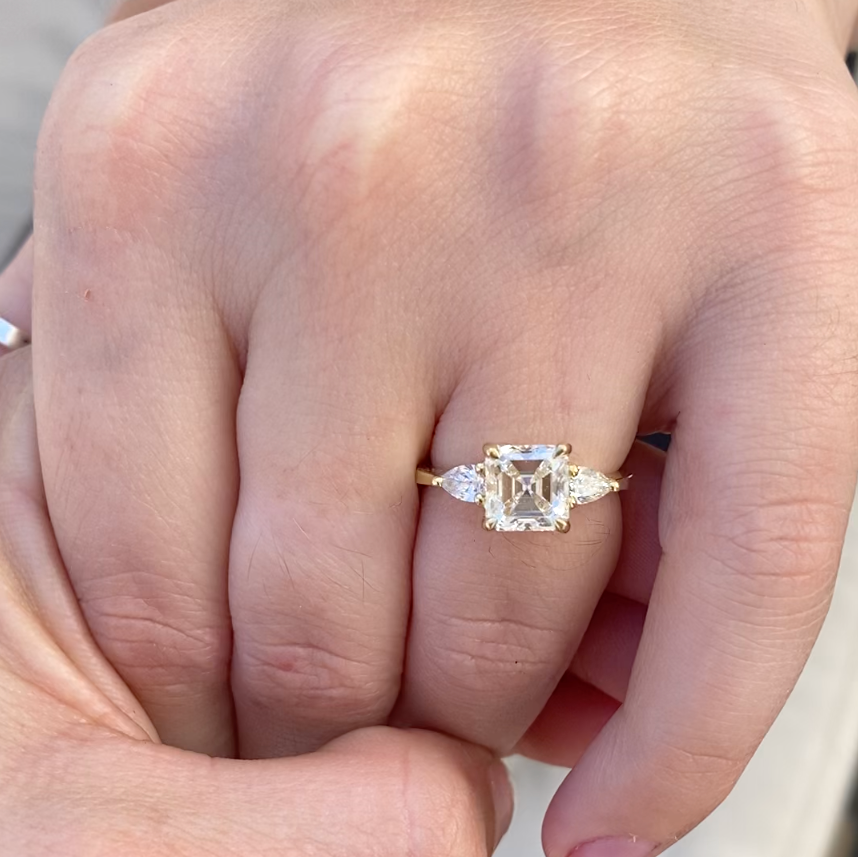 Asscher & Pear Diamond Engagement Ring