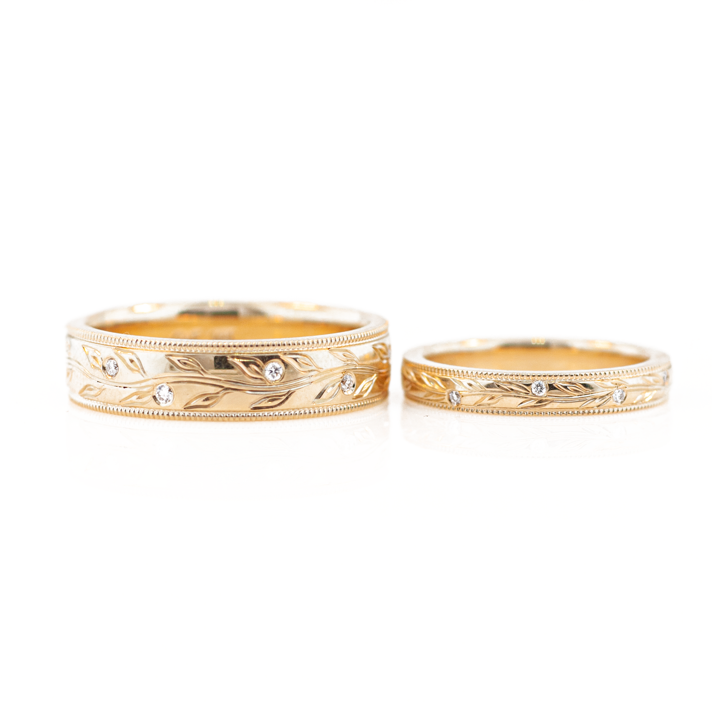 Diamond Olive Branch Couples Wedding Ring Set