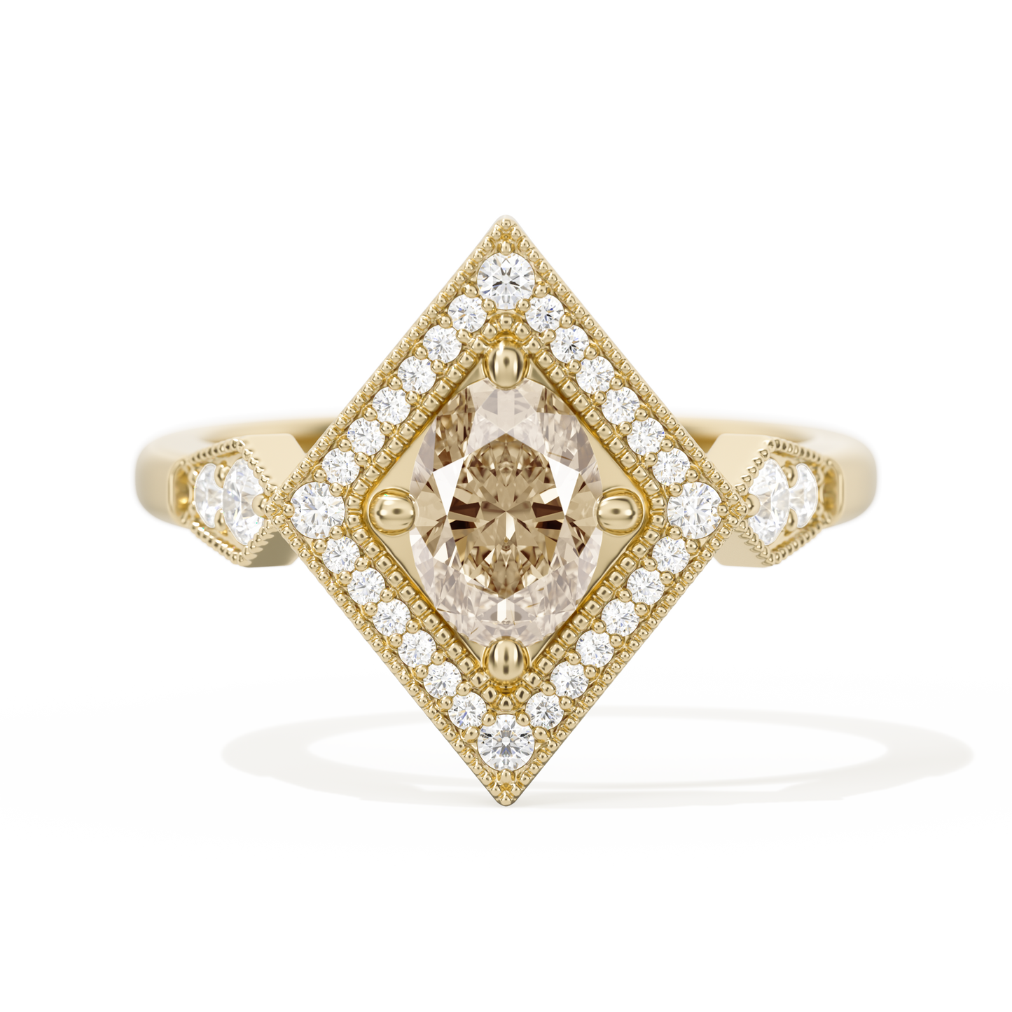 Diamond Shape Halo Oval