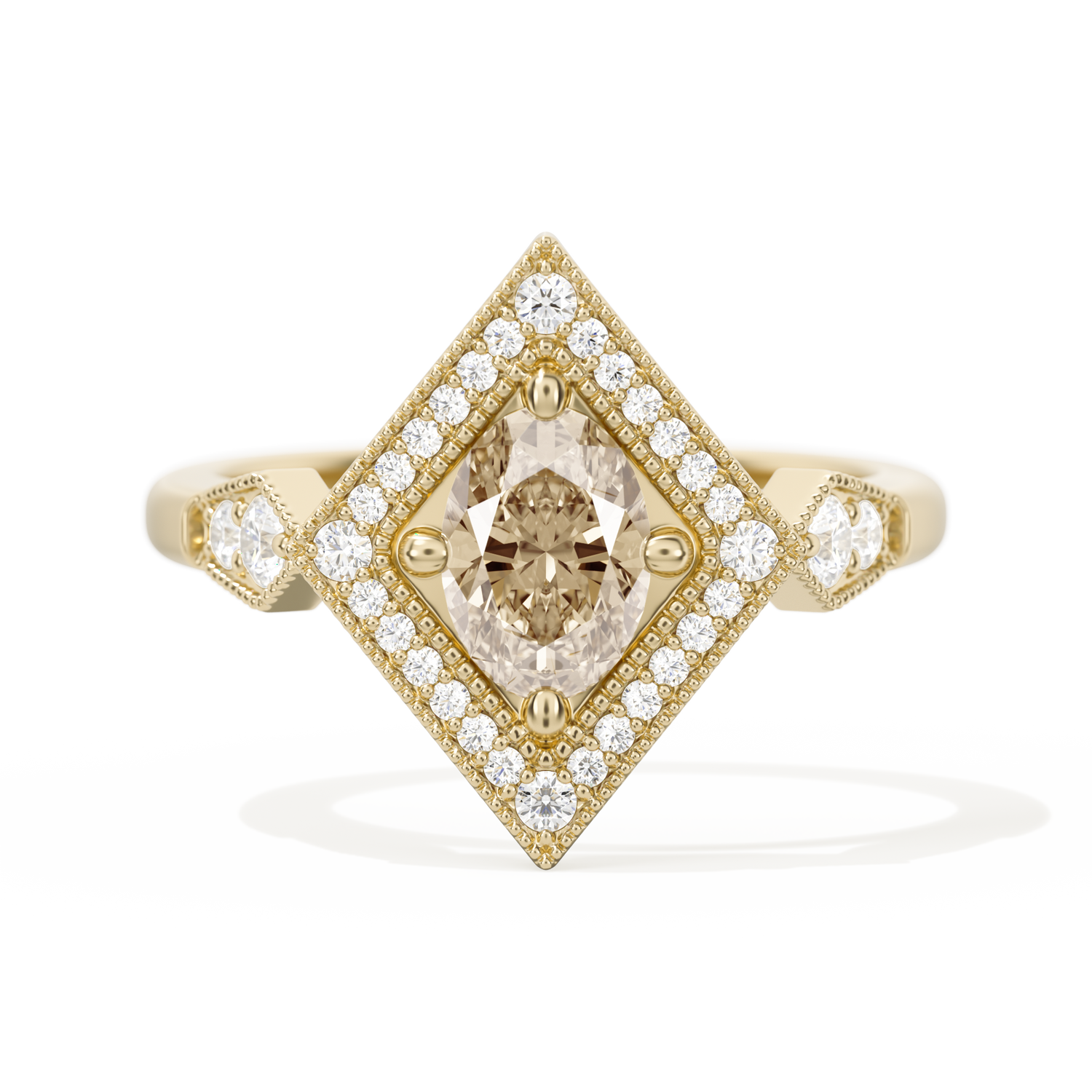 Diamond Shape Halo Oval