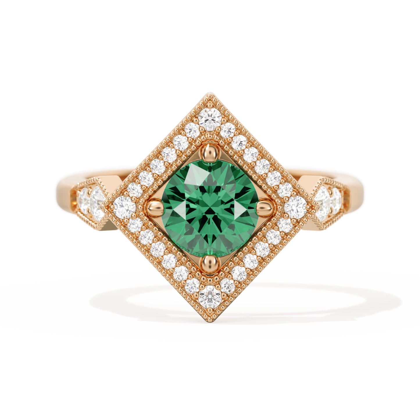 Diamond Shape Halo Round