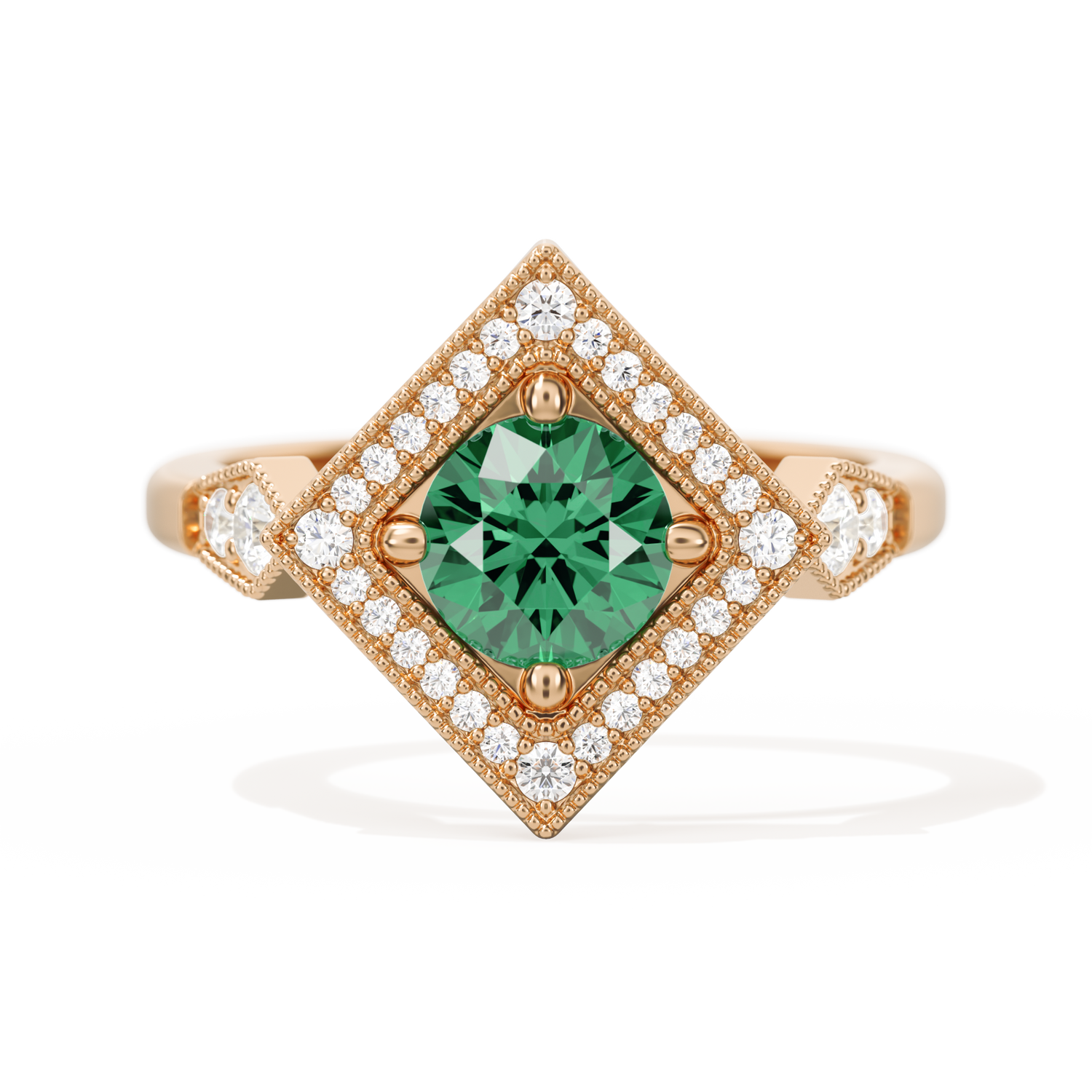 Diamond Shape Halo Round