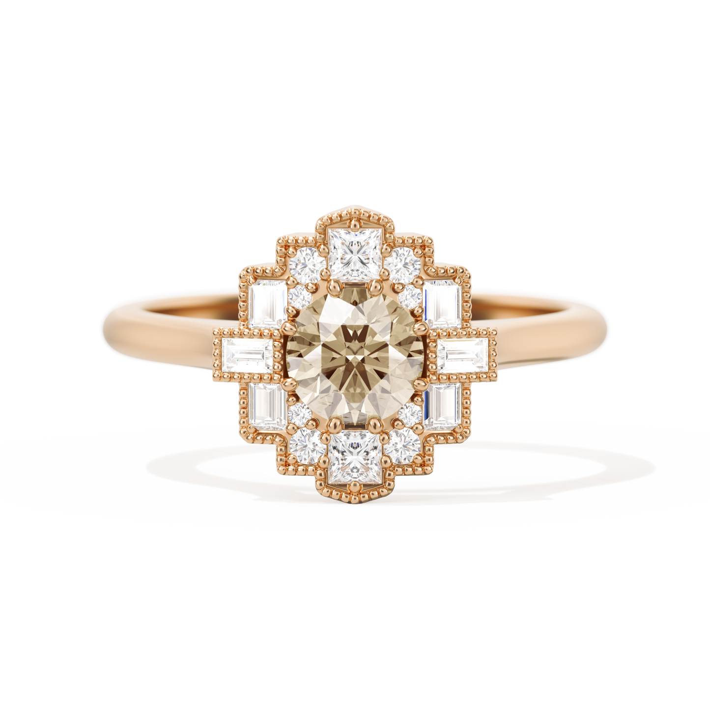 Square Deco with Round Brilliant Cut