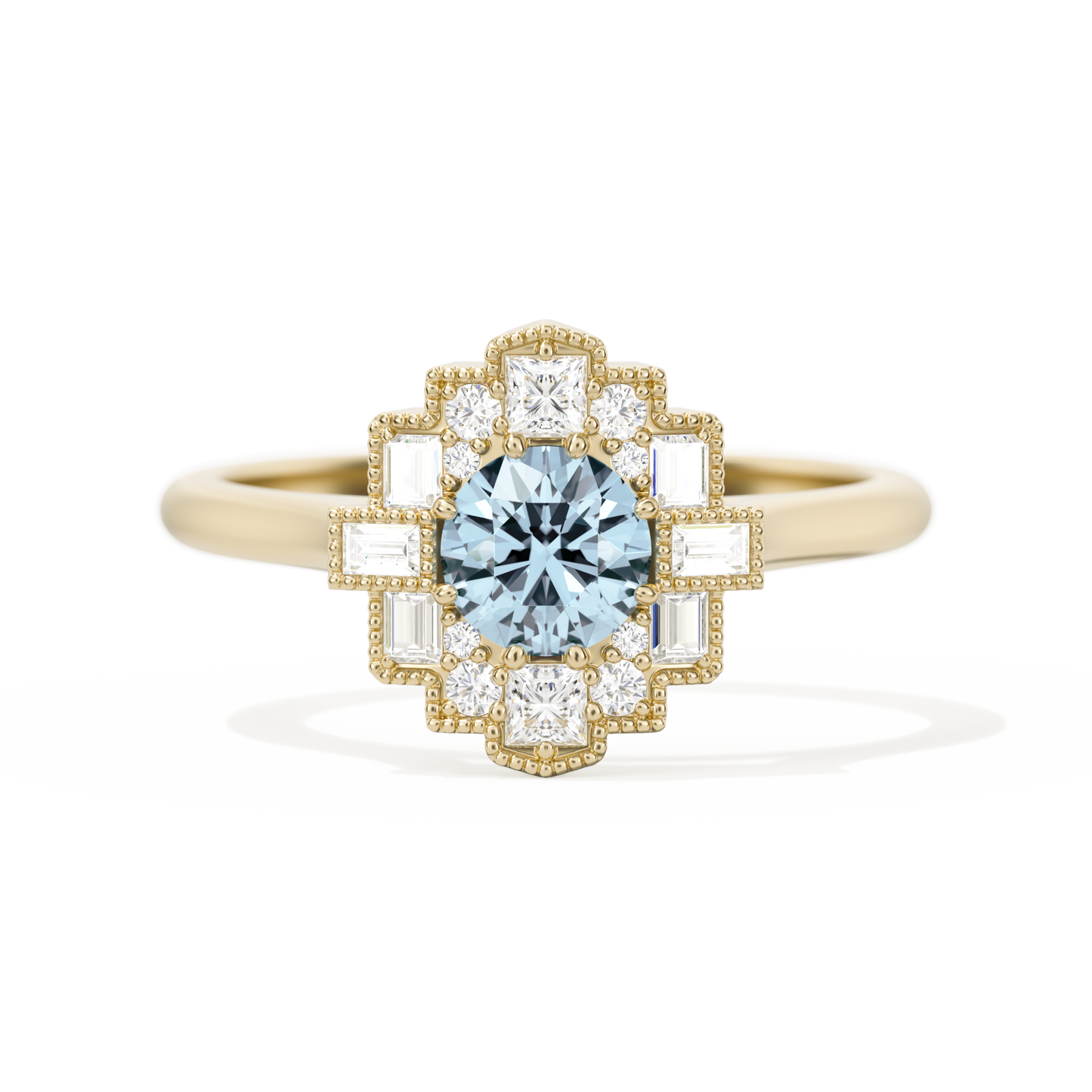 Square Deco with Round Brilliant Cut