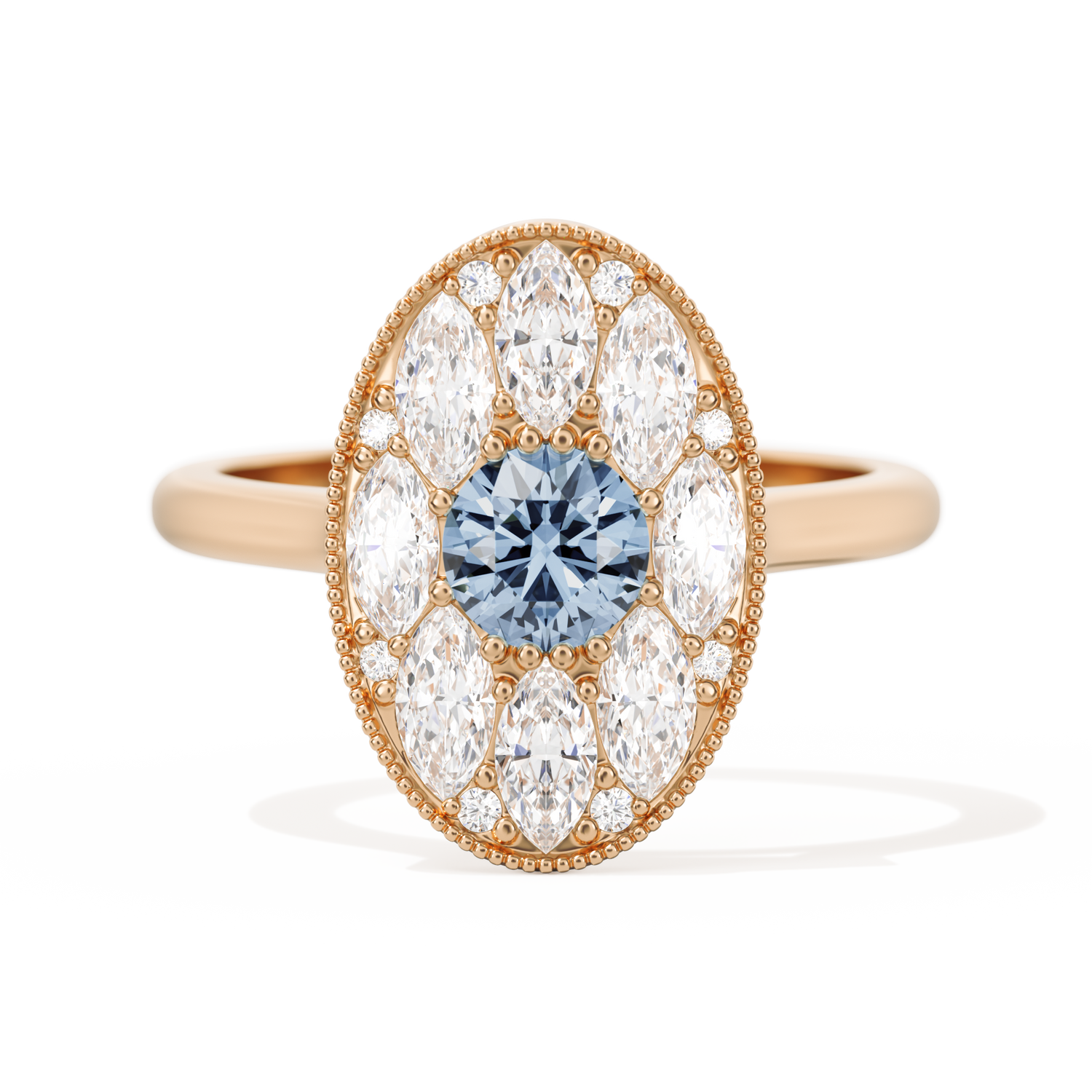 Round with Feather Marquise