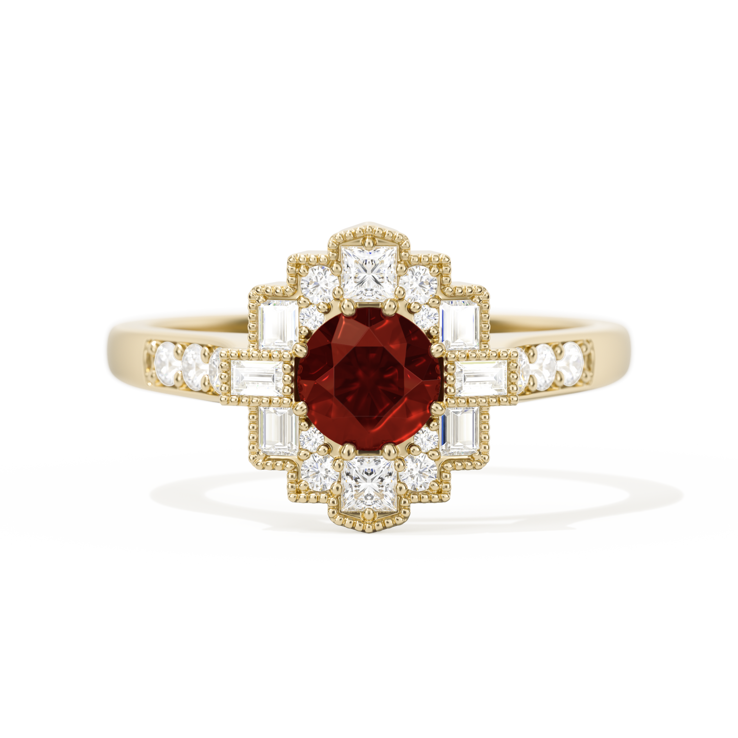 Square Deco with Round Brilliant Cut