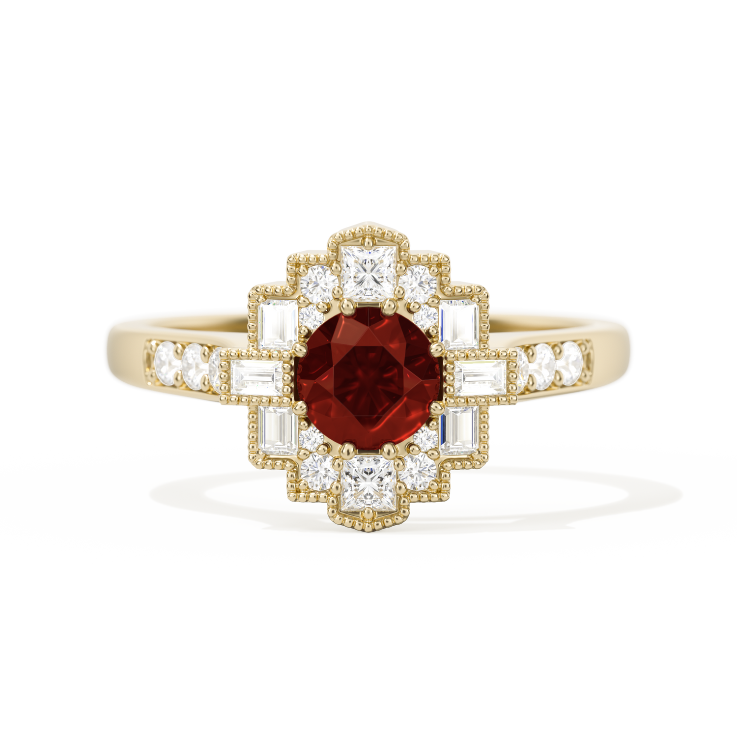 Square Deco with Round Brilliant Cut