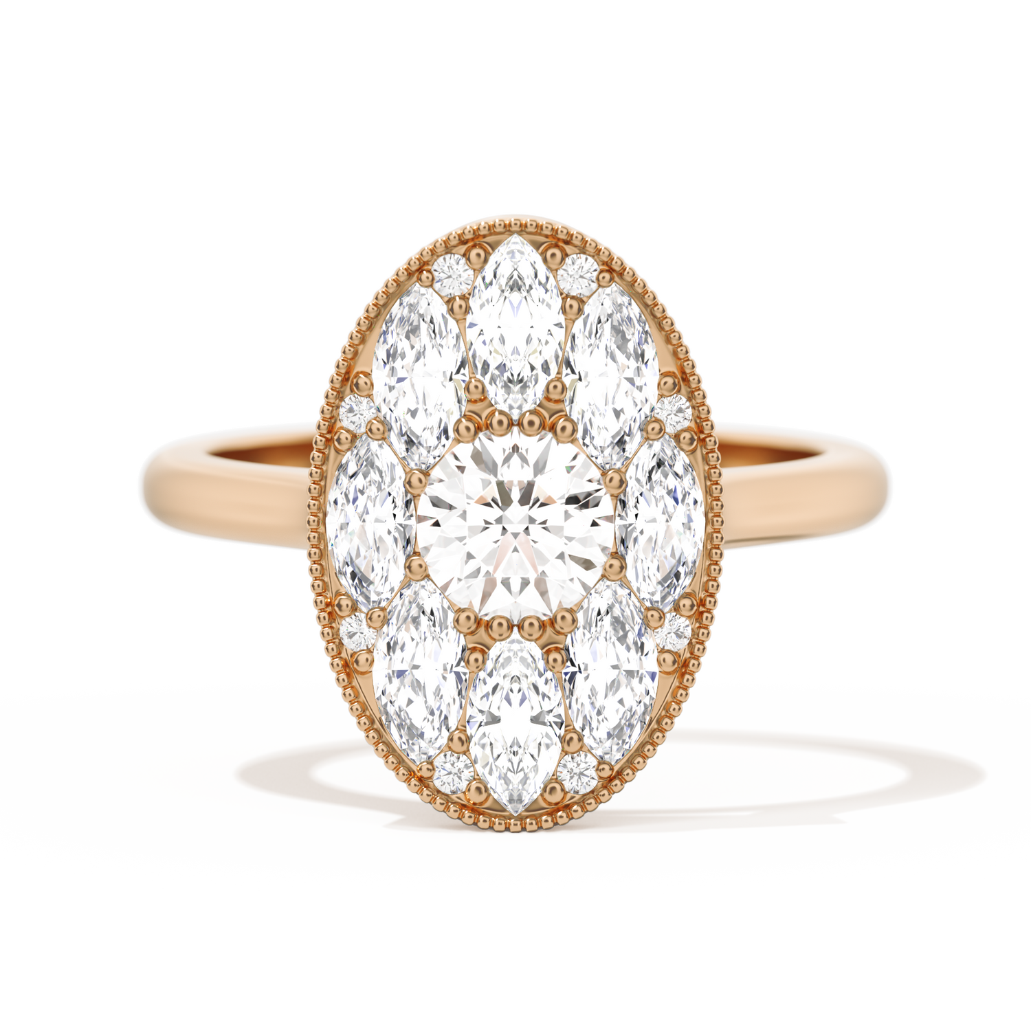 Round with Feather Marquise