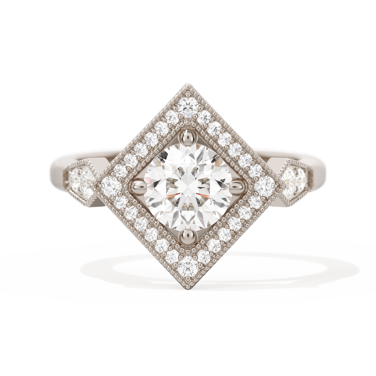 Diamond Shape Halo Round