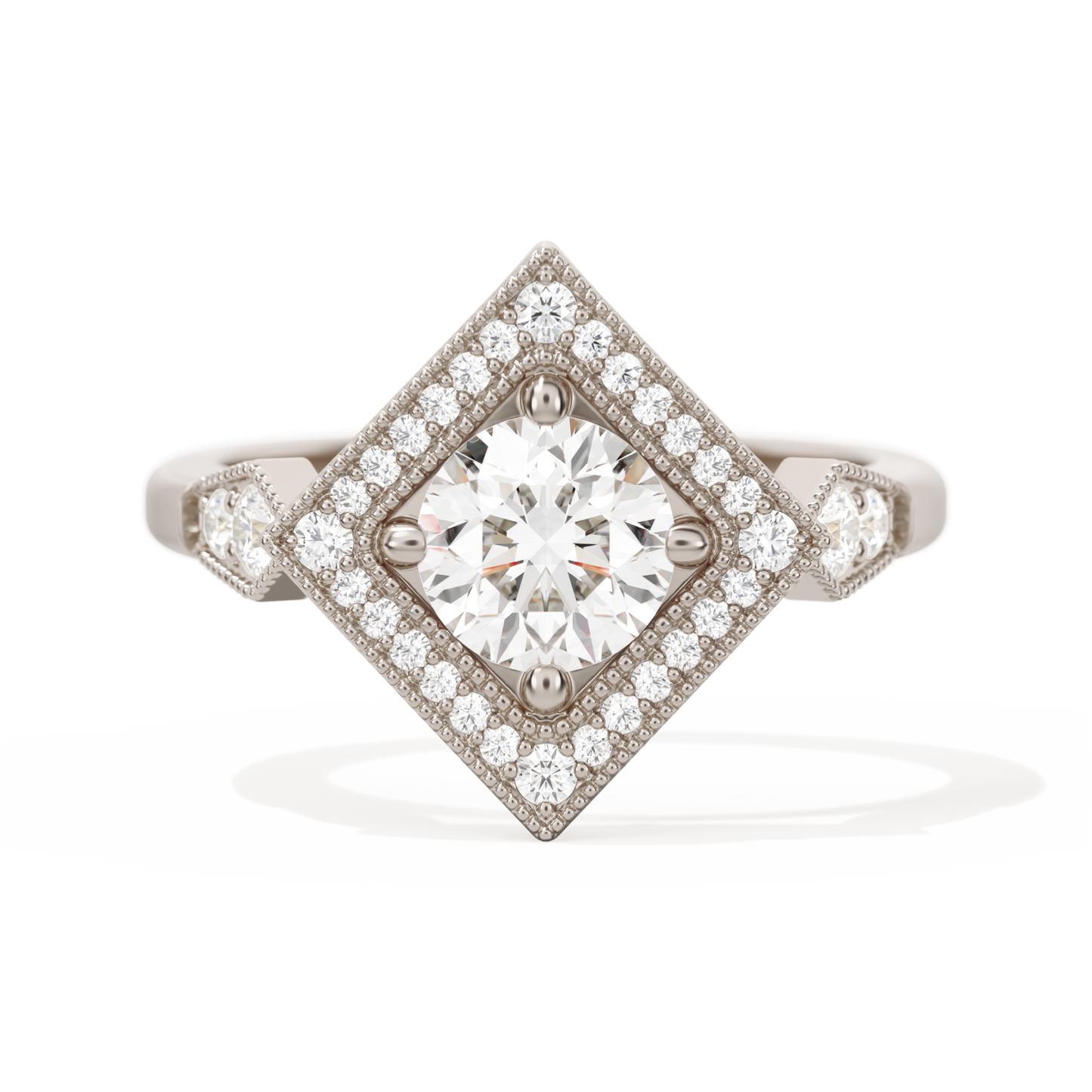 Diamond Shape Halo Round