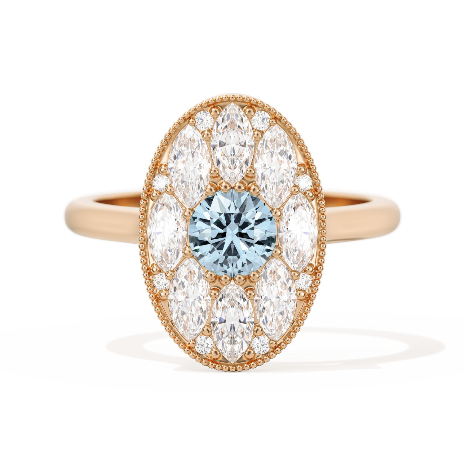 Round with Feather Marquise