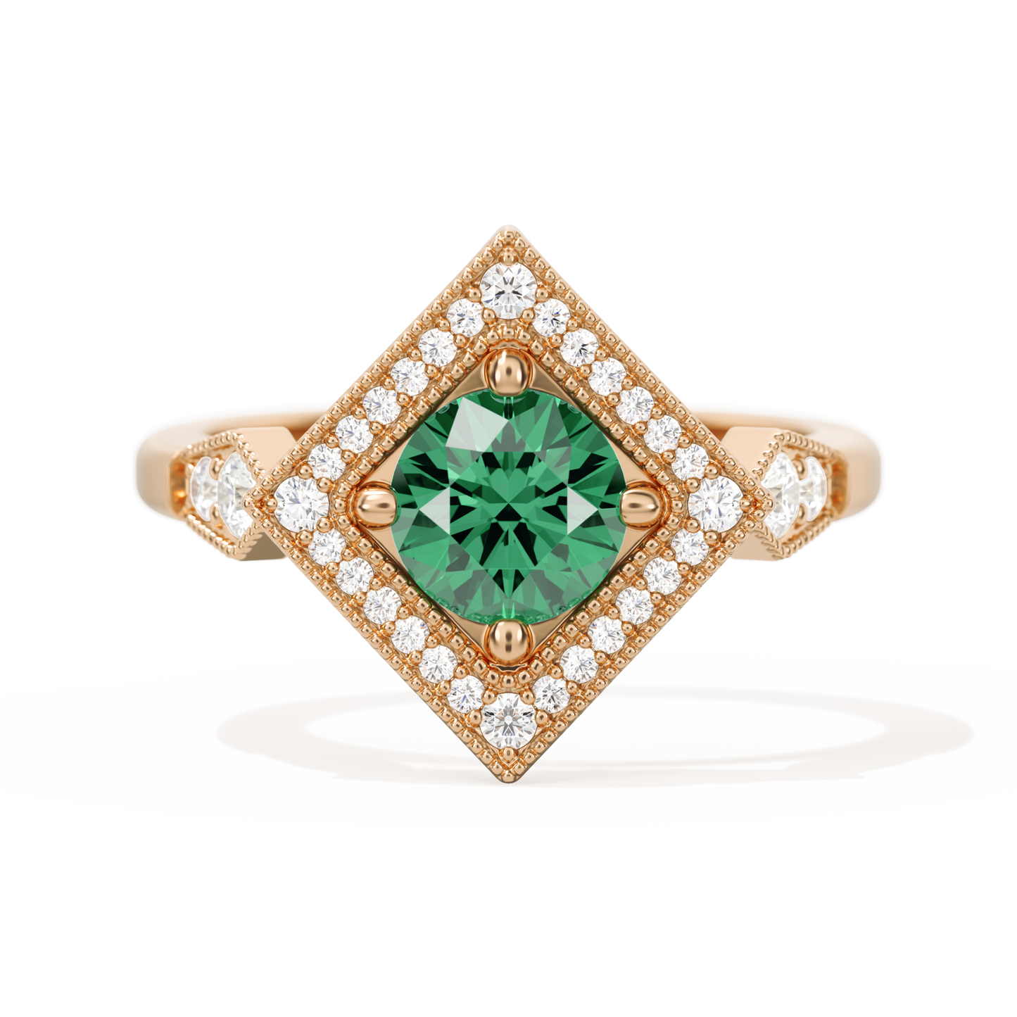 Diamond Shape Halo Round