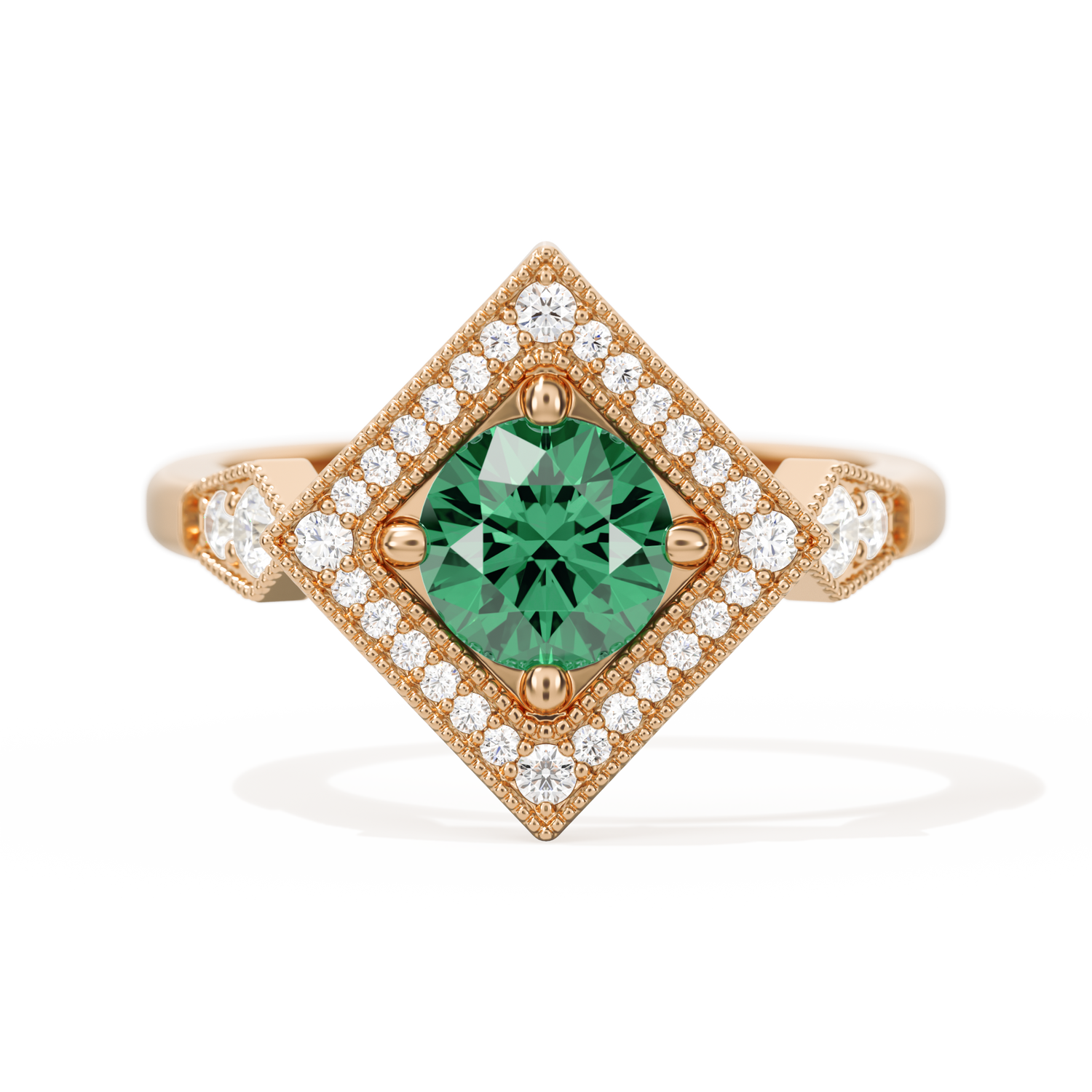 Diamond Shape Halo Round