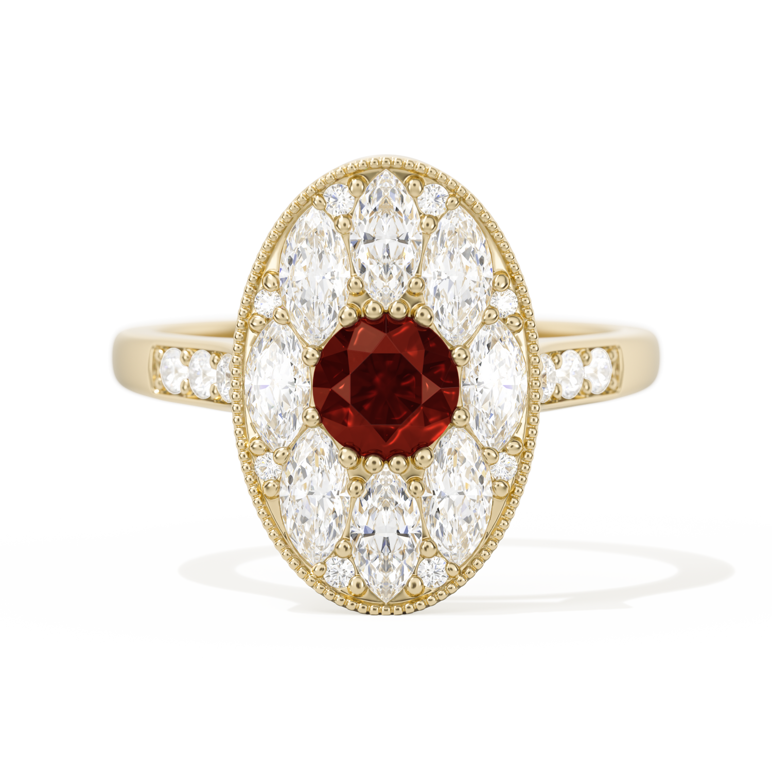 Round with Feather Marquise