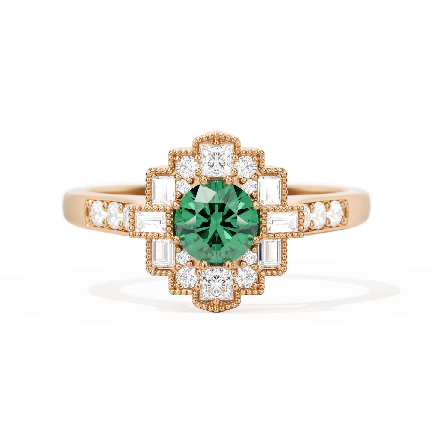 Square Deco with Round Brilliant Cut