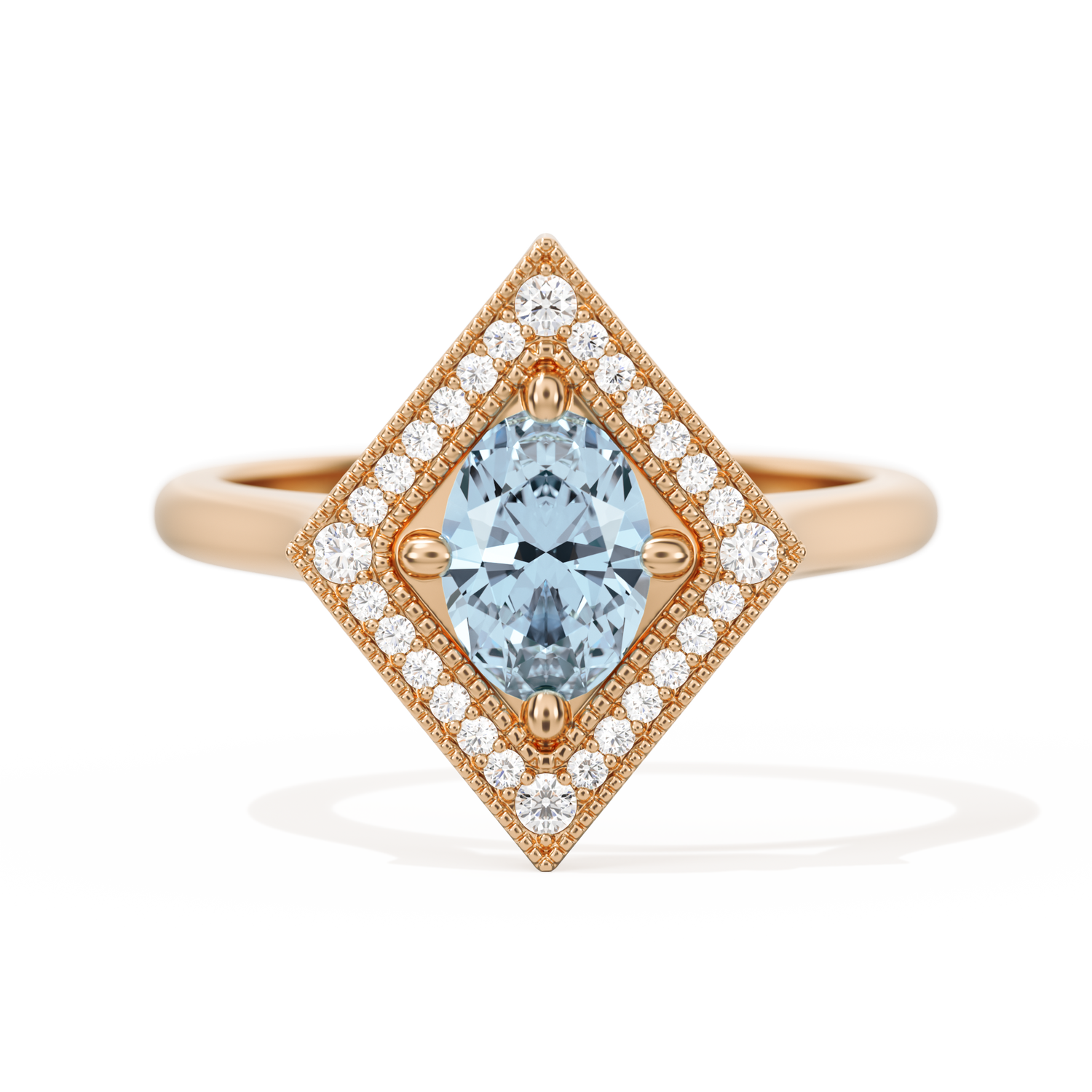 Diamond Shape Halo Oval