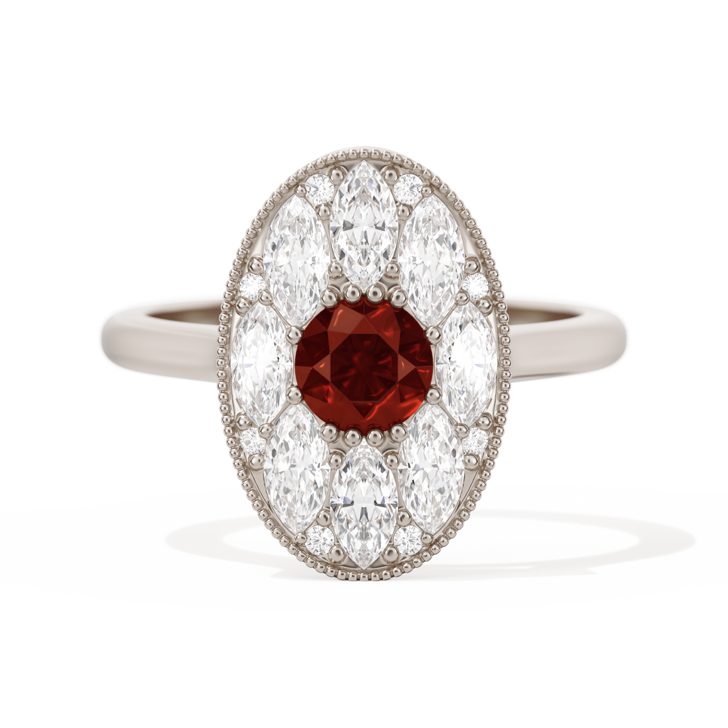 Round with Feather Marquise