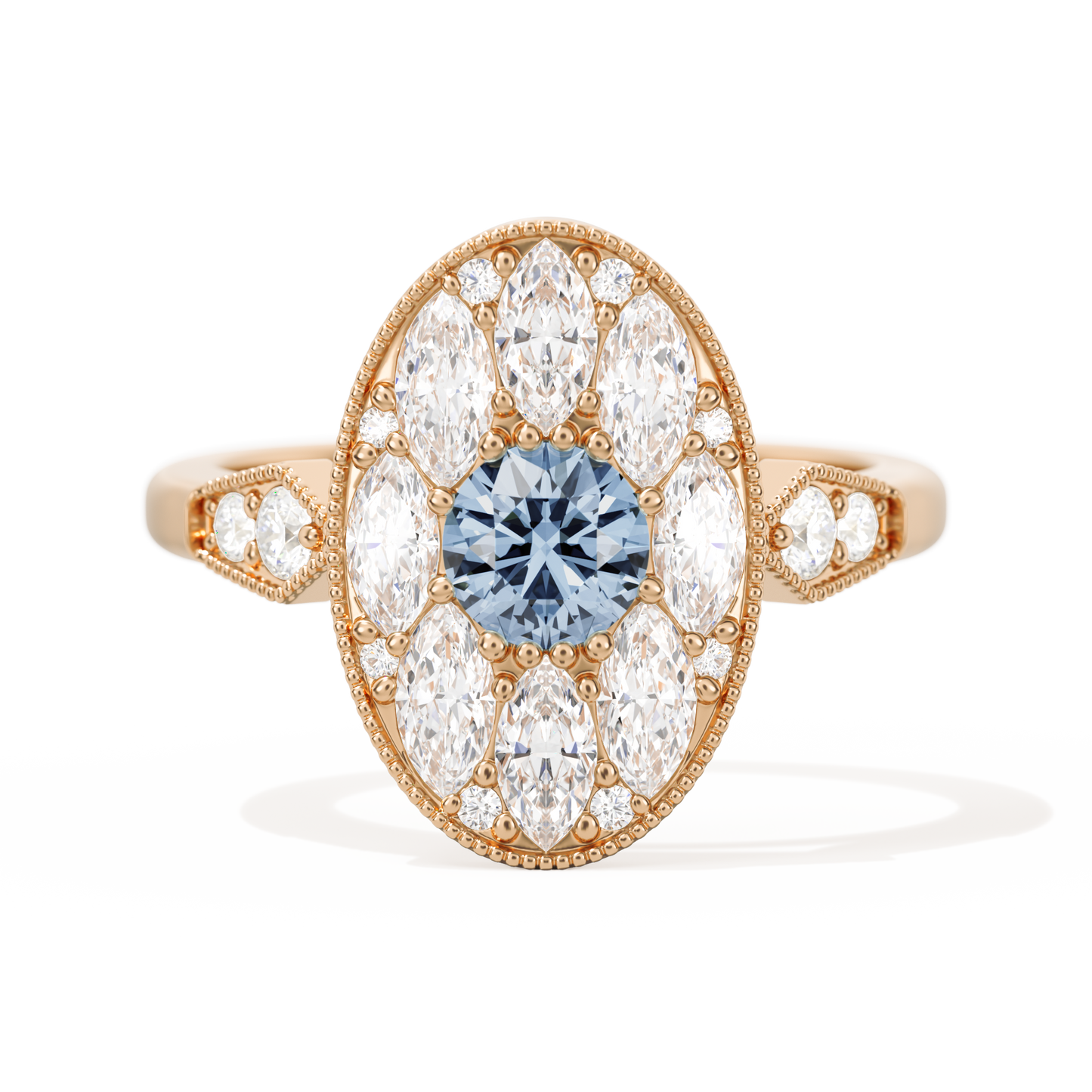 Round with Feather Marquise