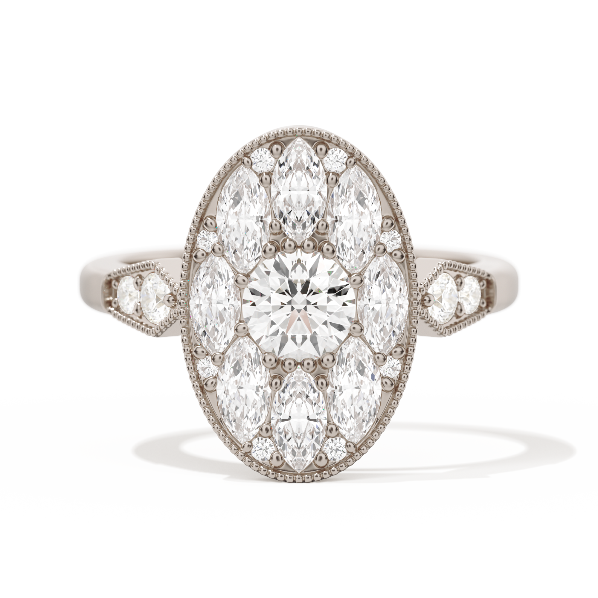 Round with Feather Marquise
