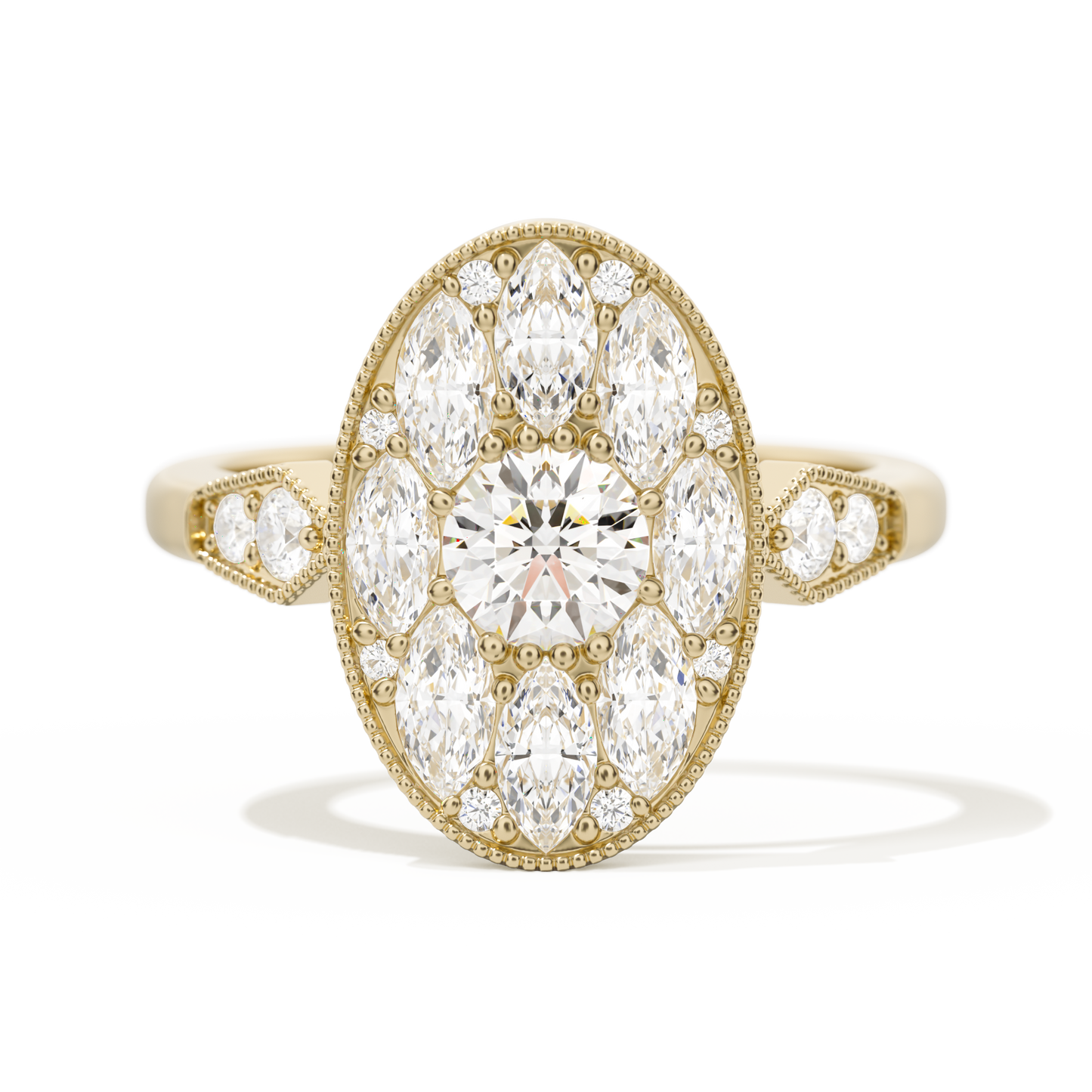 Round with Feather Marquise