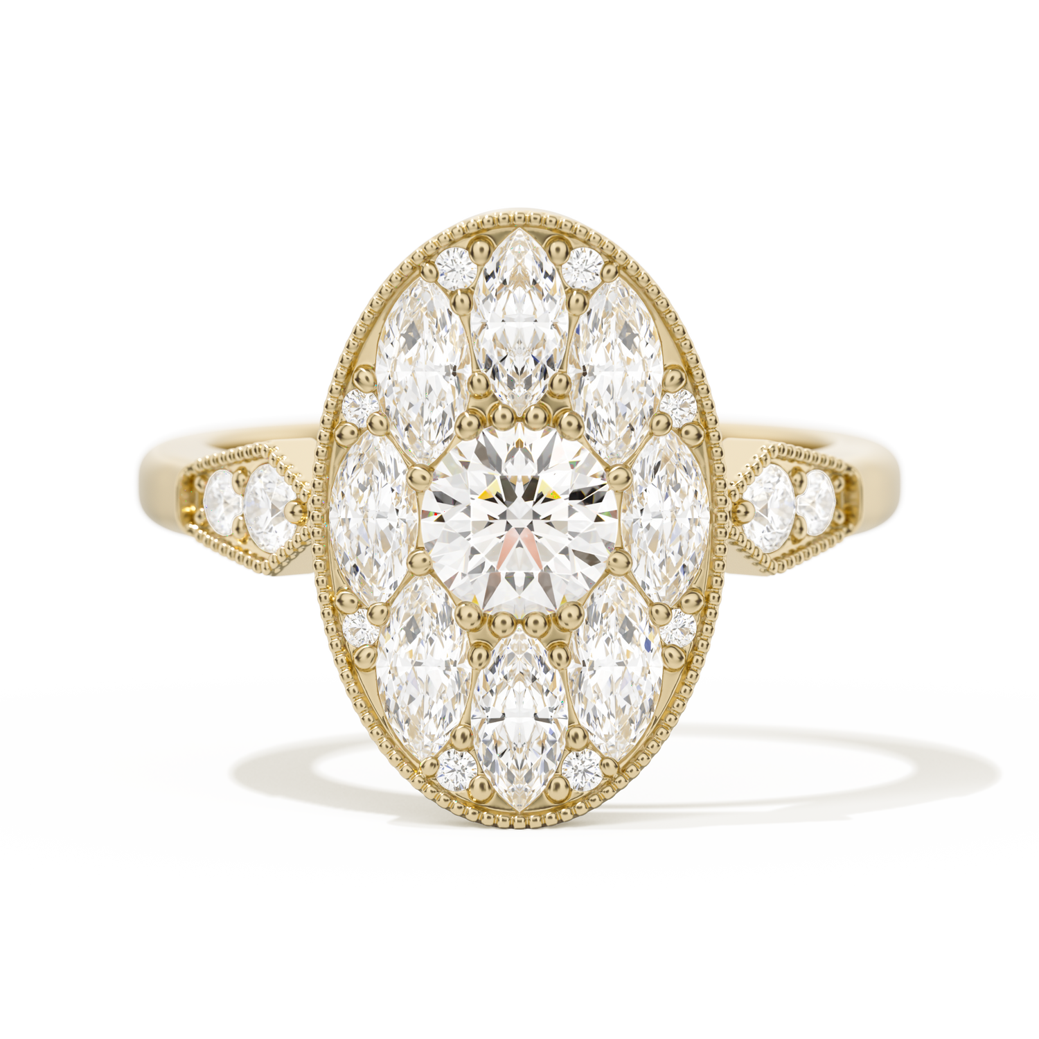 Round with Feather Marquise