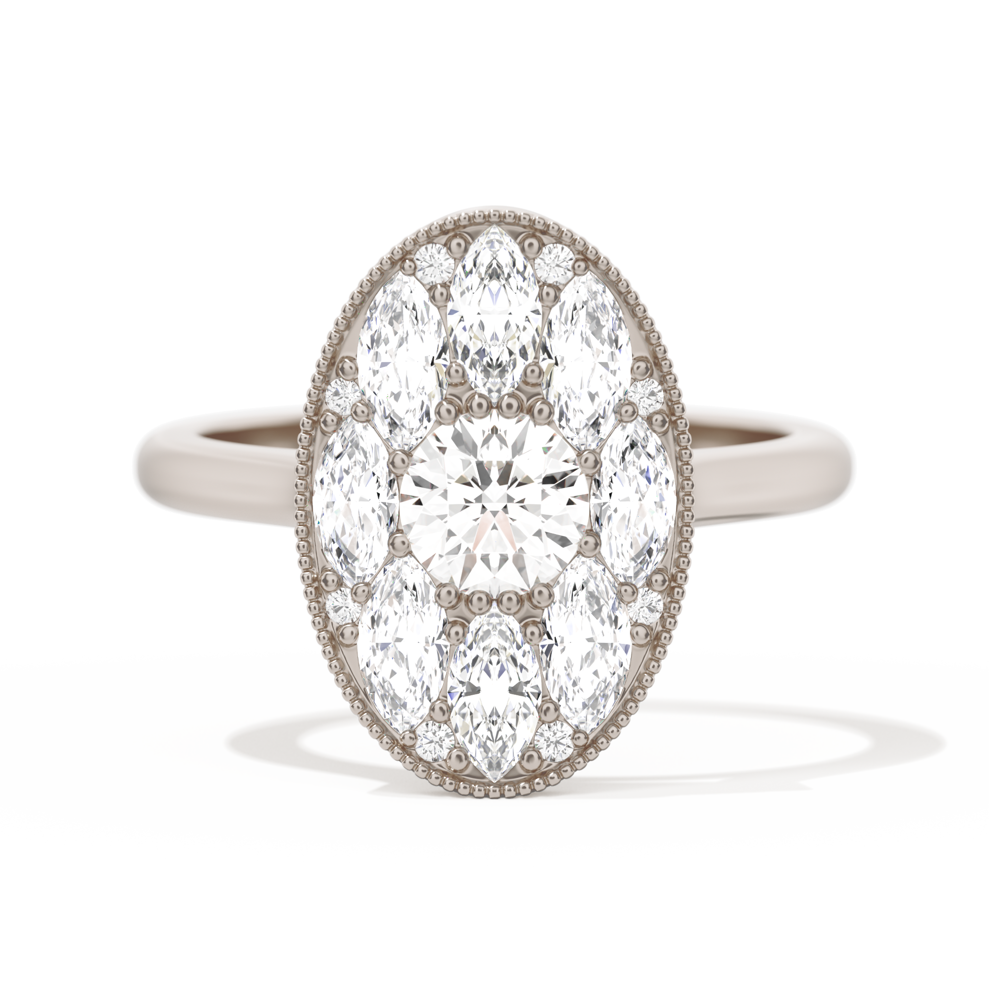 Round with Feather Marquise