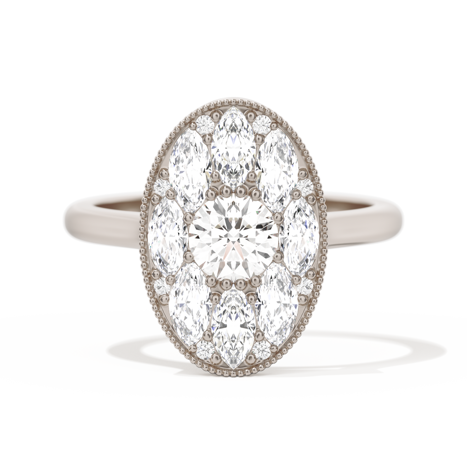 Round with Feather Marquise