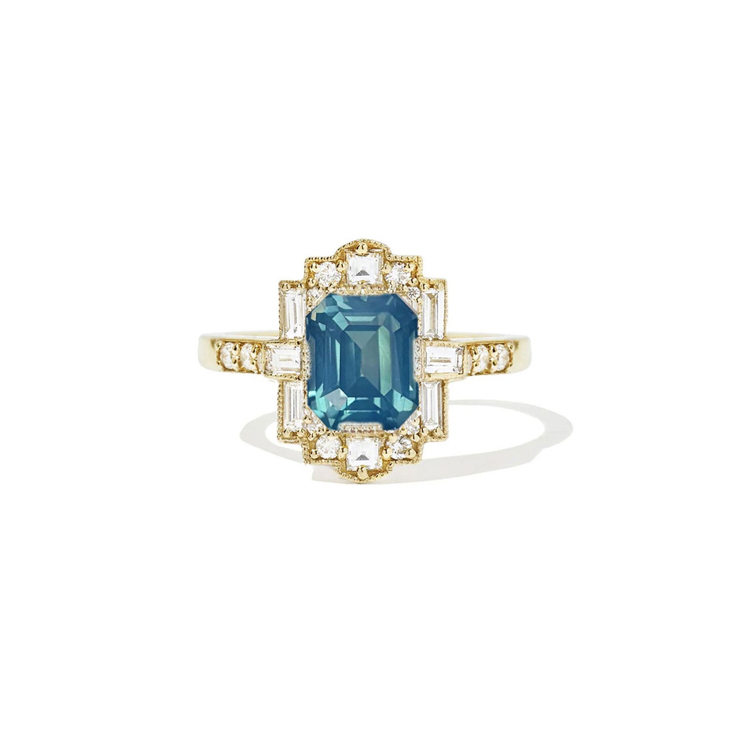 2.50 Emerald Cut Unheated Opalescent Teal Sapphire