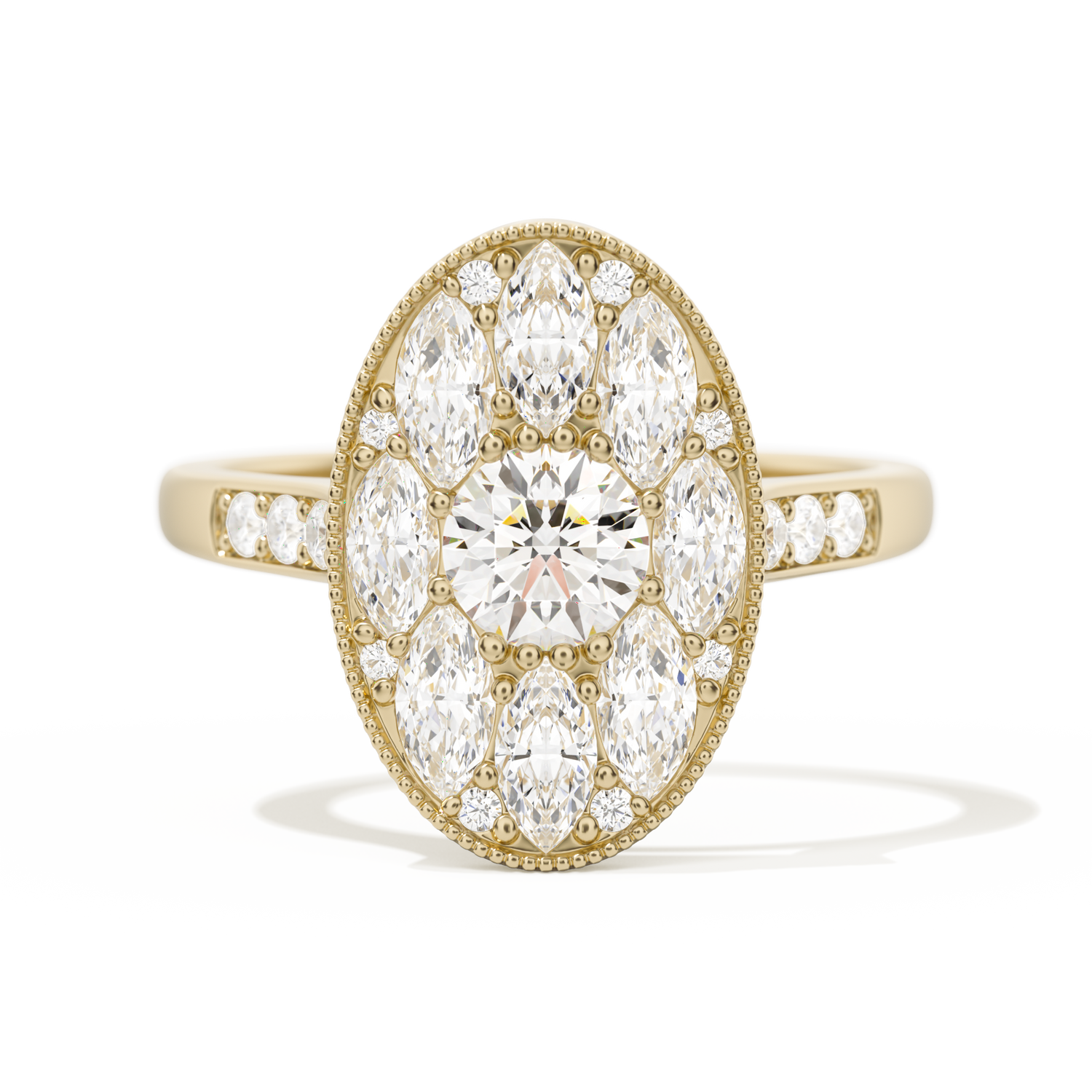 Round with Feather Marquise