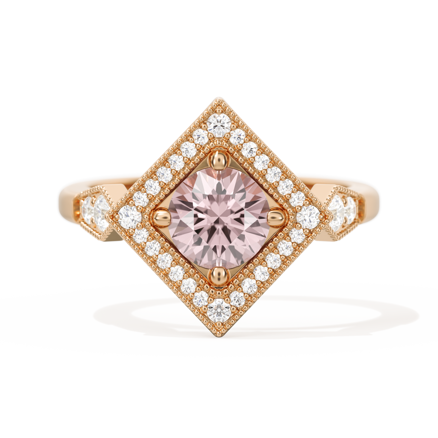 Diamond Shape Halo Round