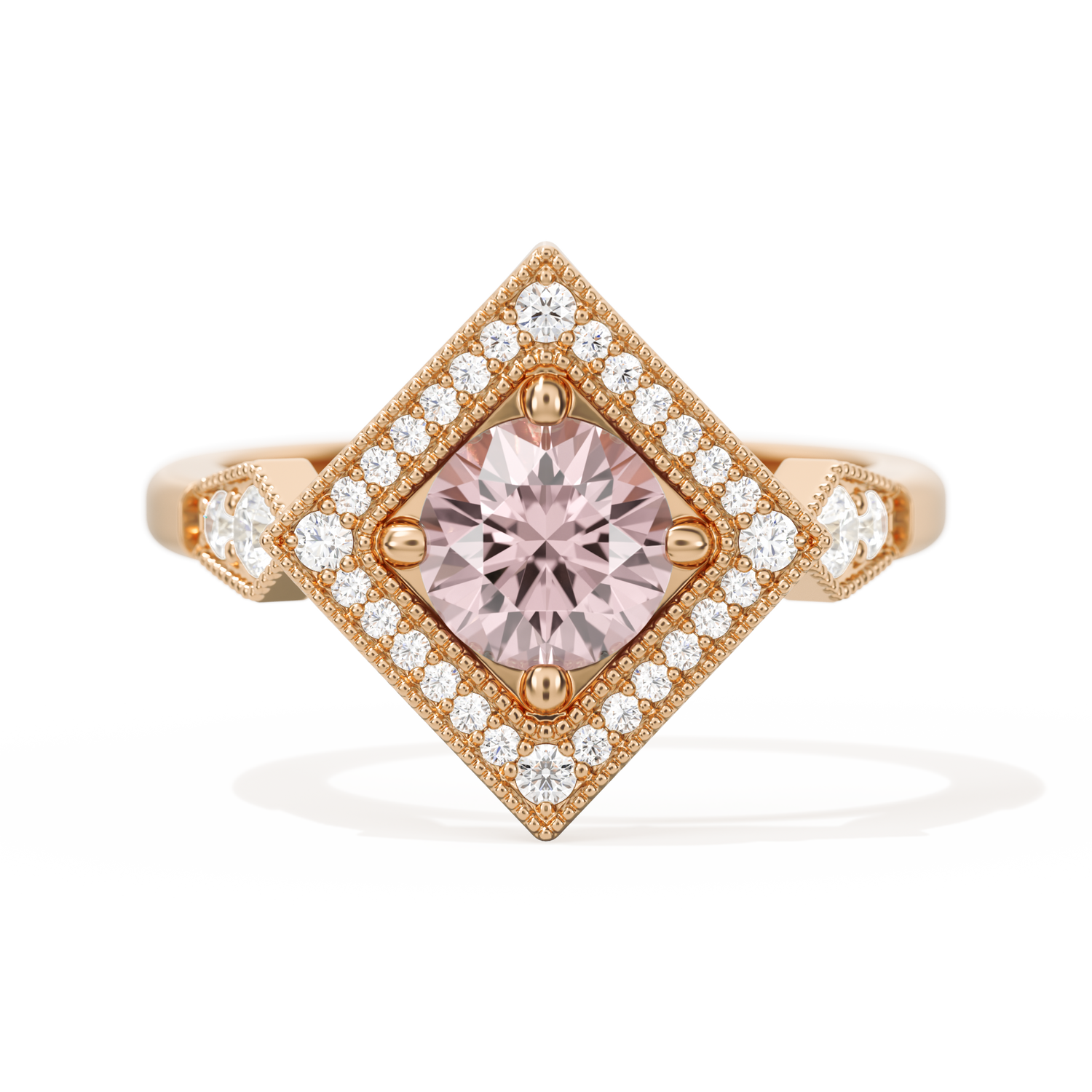 Diamond Shape Halo Round