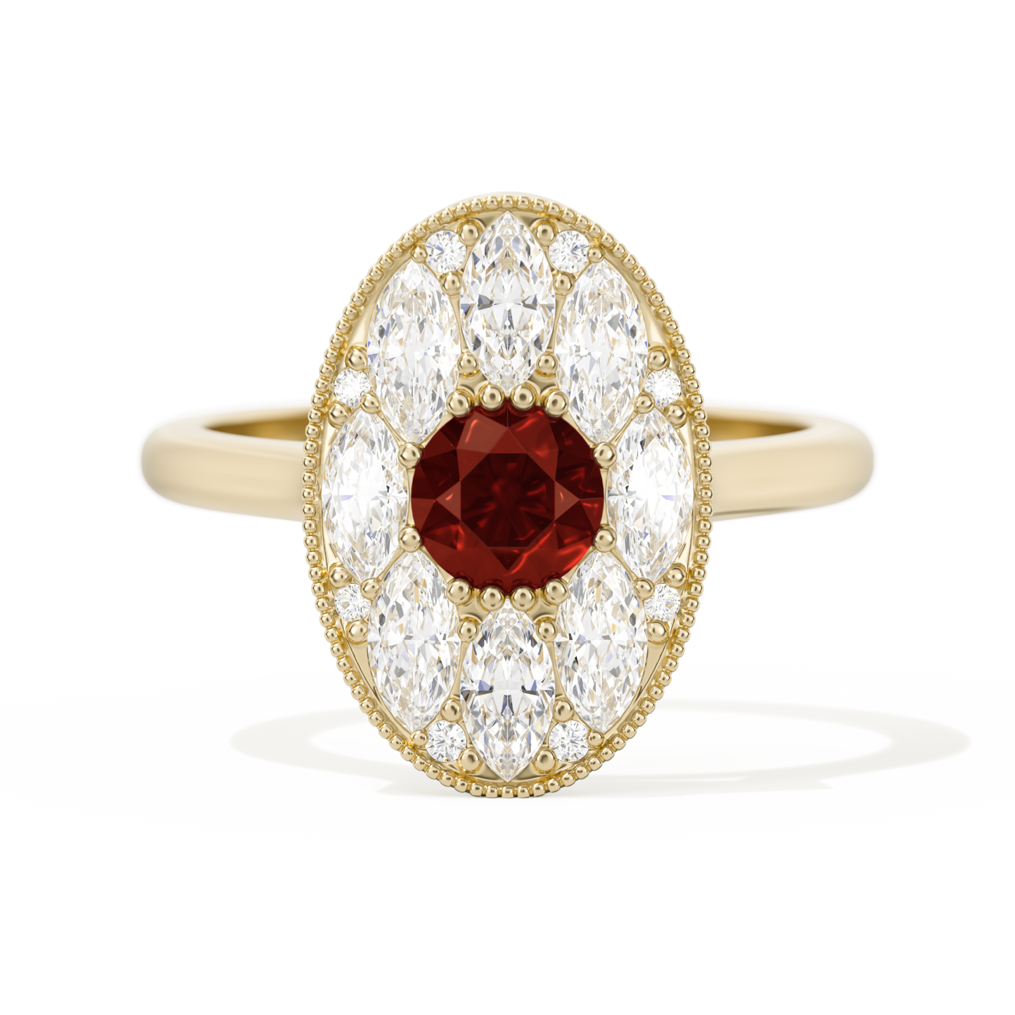 Round with Feather Marquise