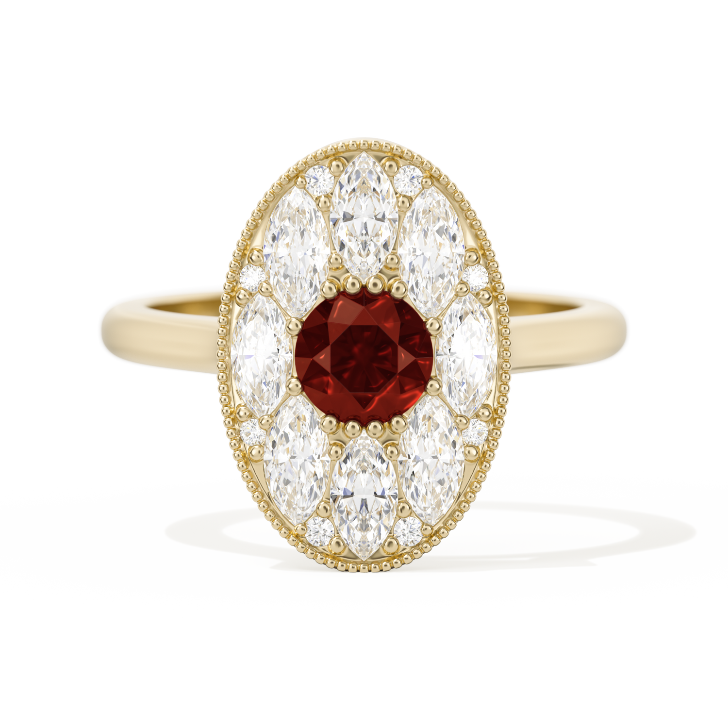 Round with Feather Marquise