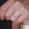 Custom Oval Diamond Mosaic Sunflower Ring 2.00 ctw. center