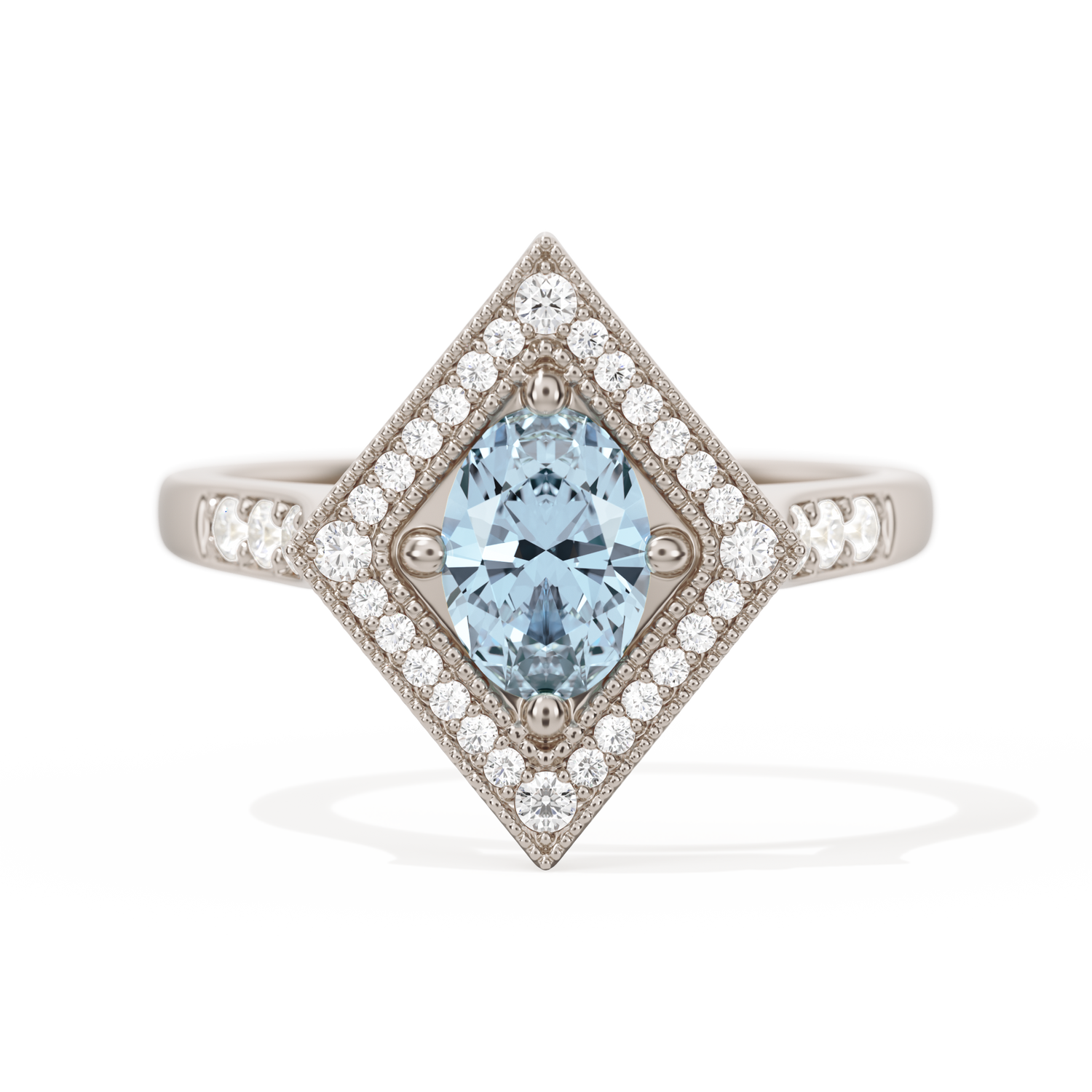 Diamond Shape Halo Oval