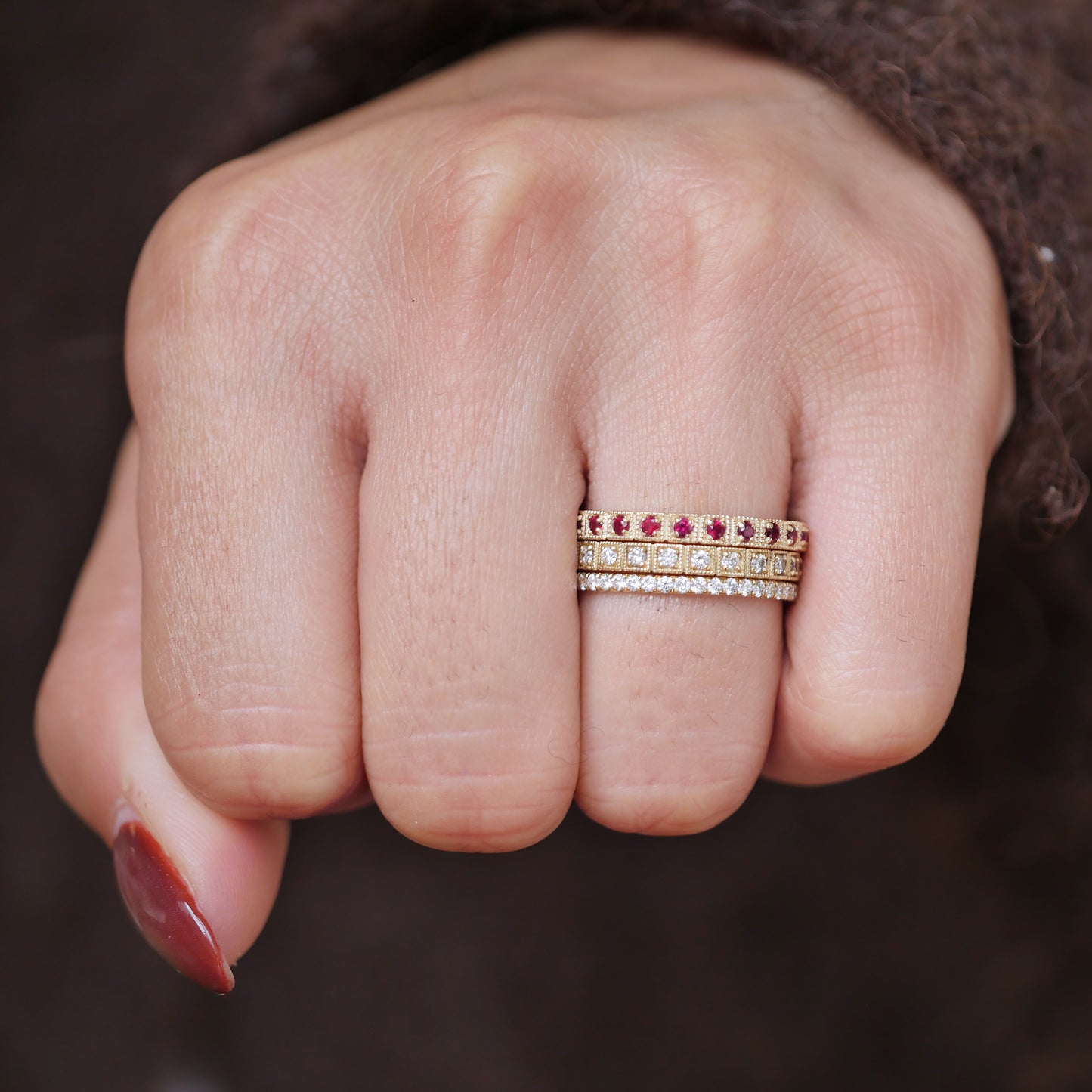 2mm Notched Deco Ruby Eternity Ring