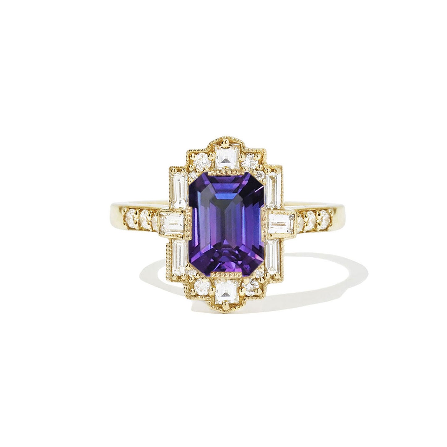 3.05 ctw Emerald Cut Bi Color Purple