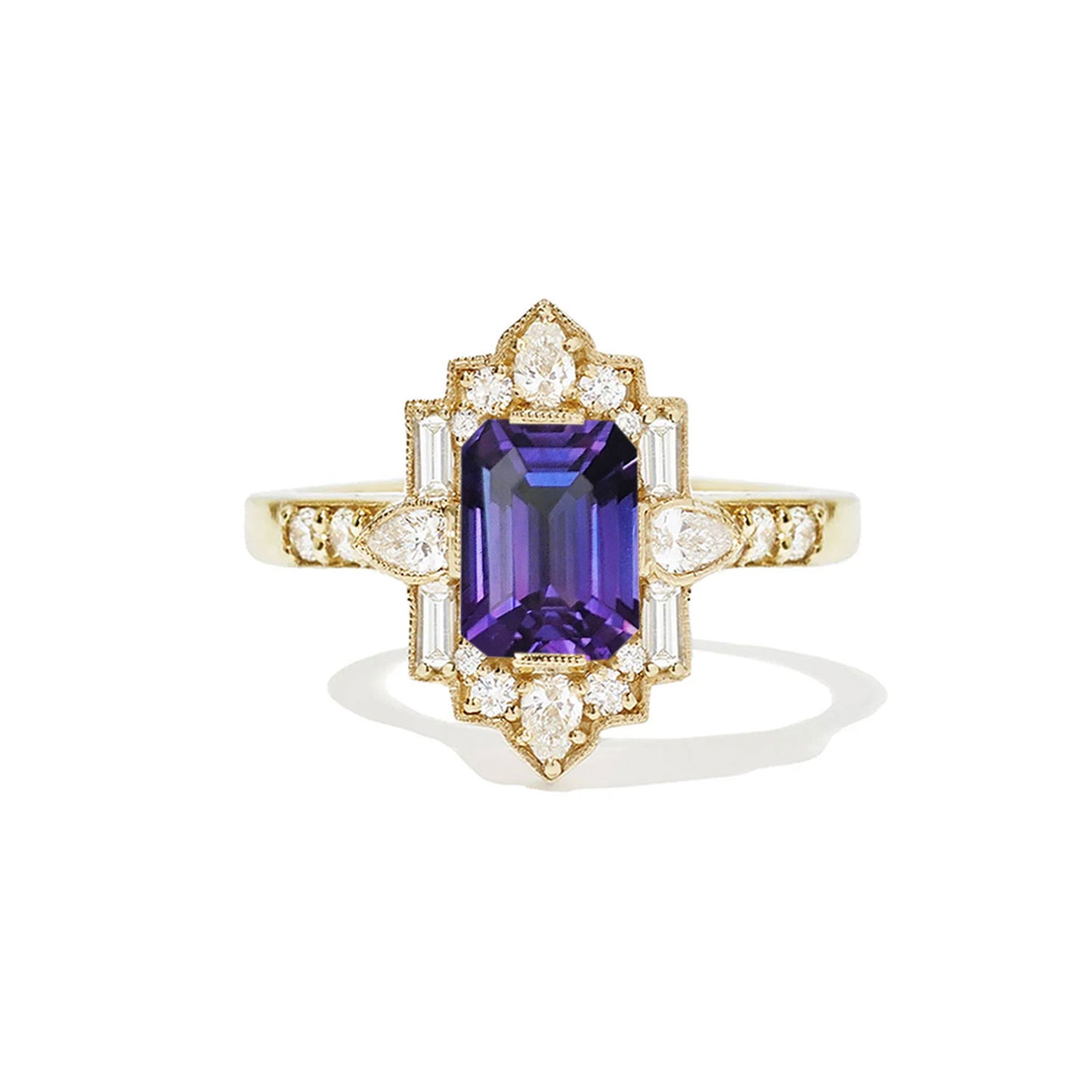 3.05 ctw Emerald Cut Bi Color Purple
