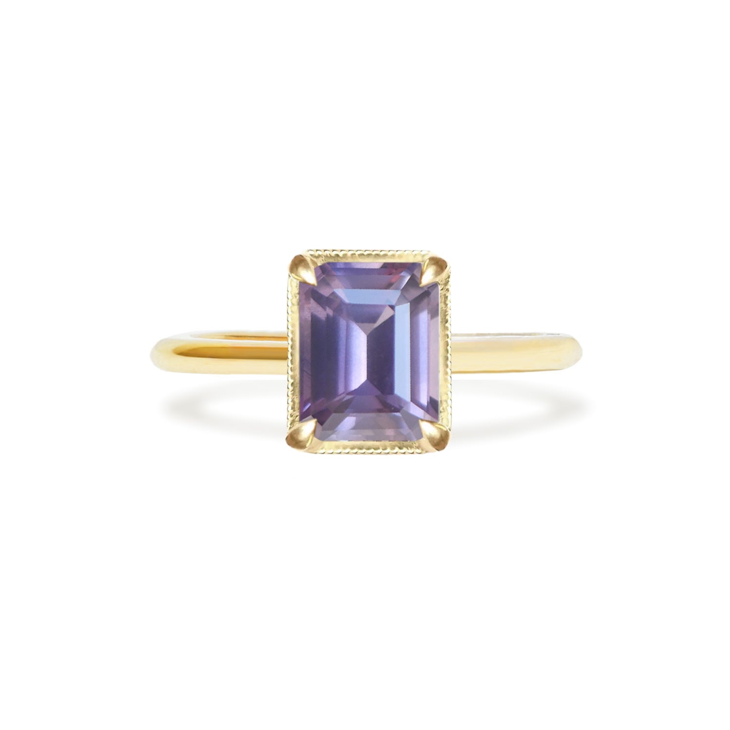 3.67 ctw Emerald Cut Smokey Purple Sapphire