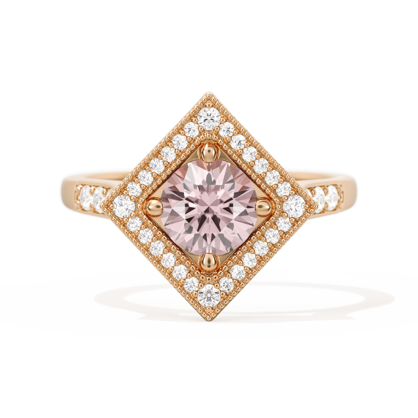 Diamond Shape Halo Round