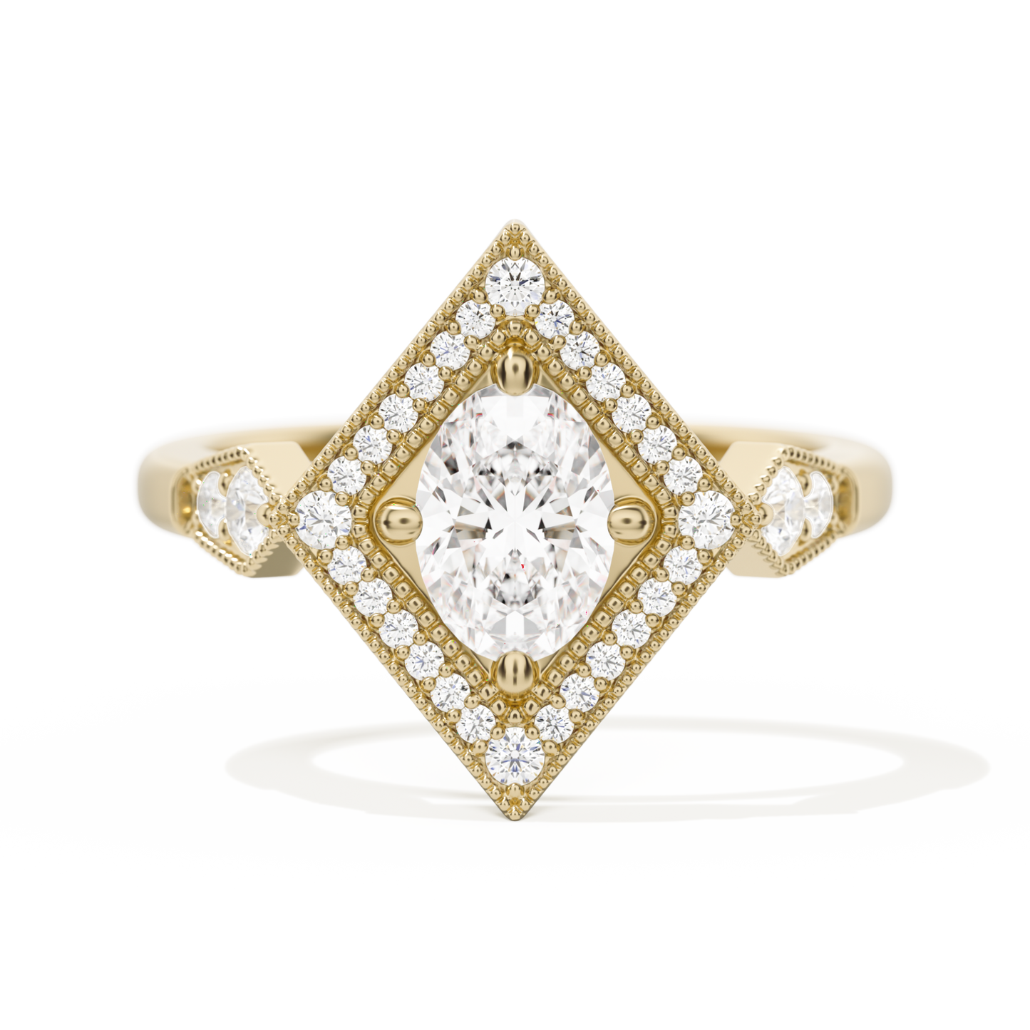 Diamond Shape Halo Oval