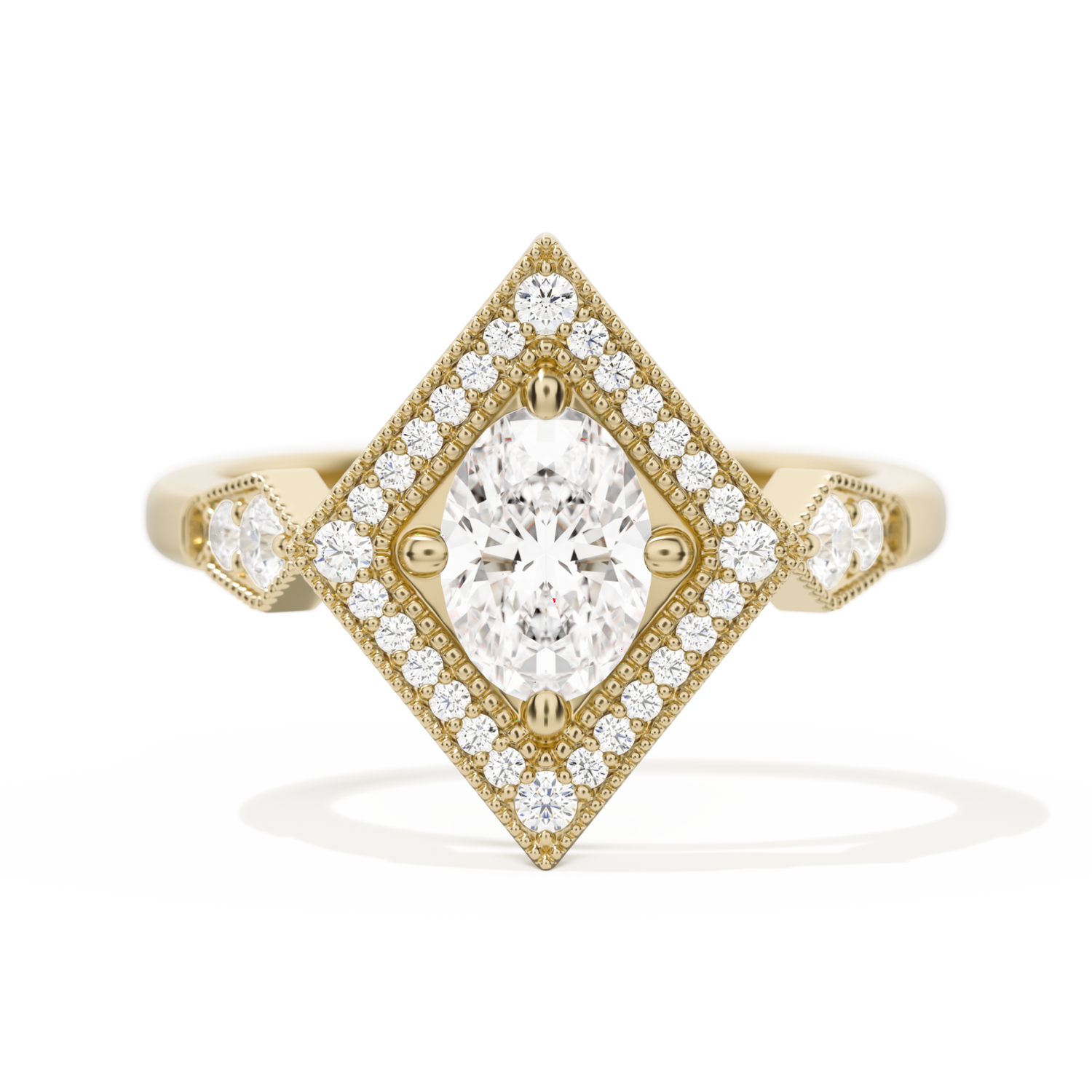 Diamond Shape Halo Oval