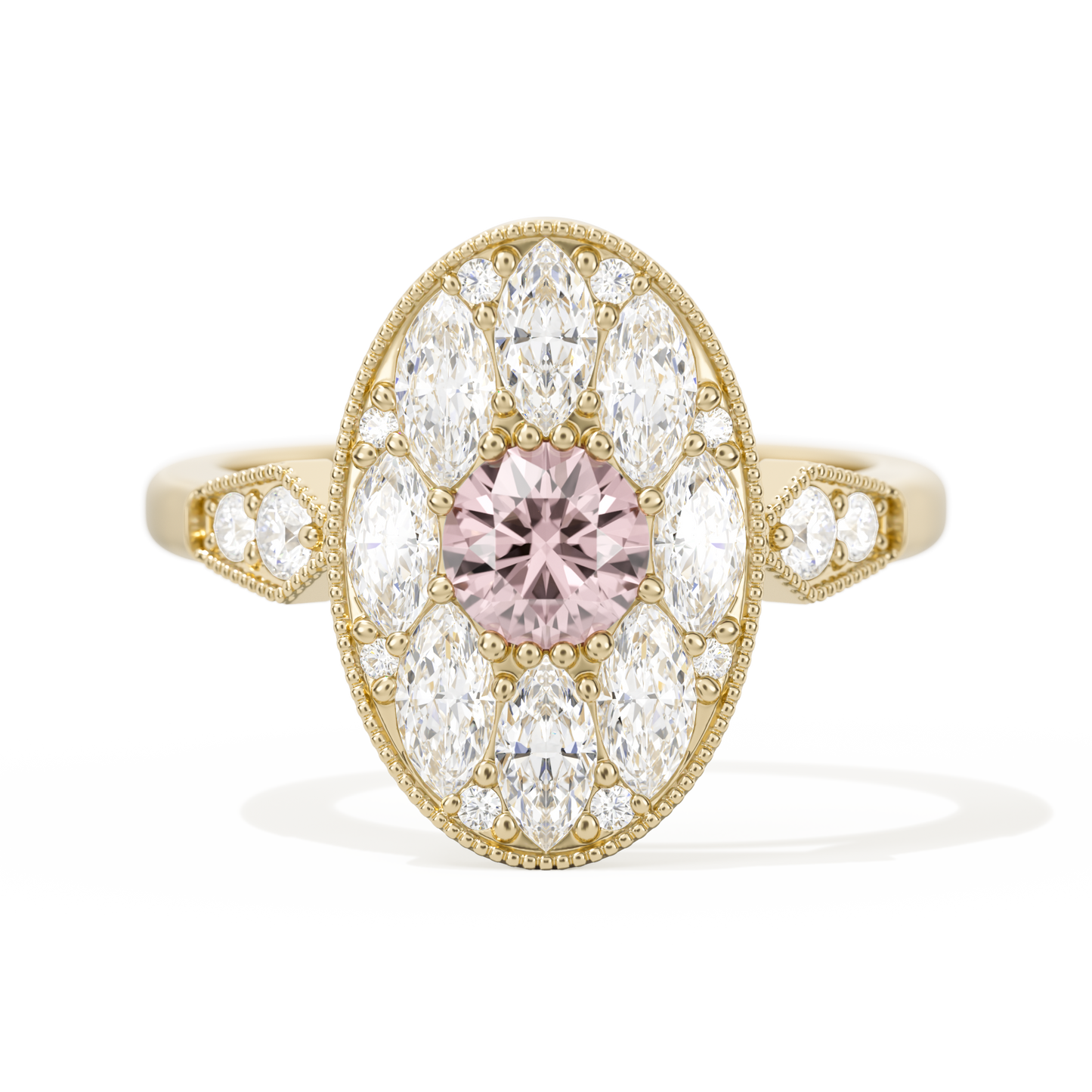 Round with Feather Marquise