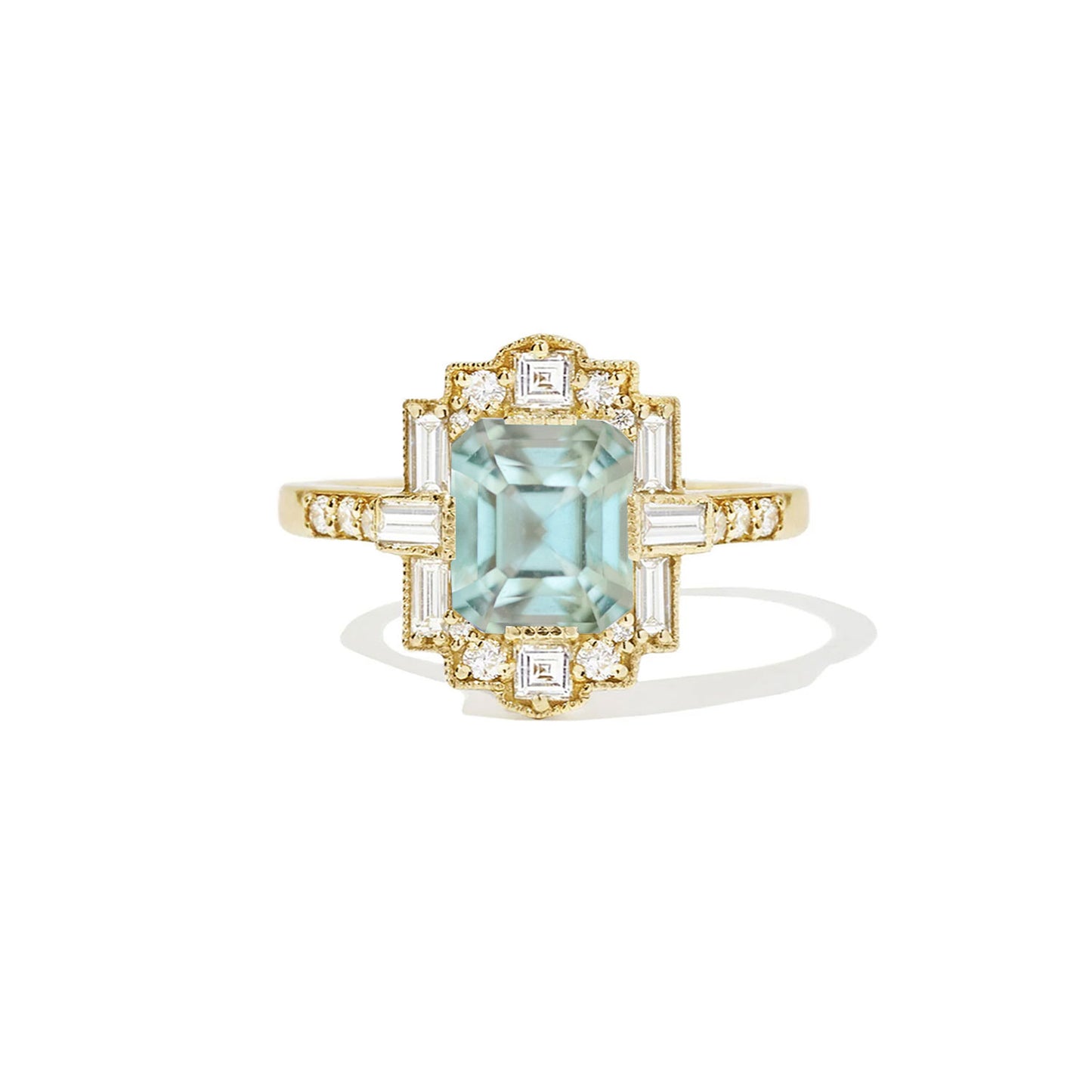 3.01 Square Emerald Cut Mint Green Aquamarine