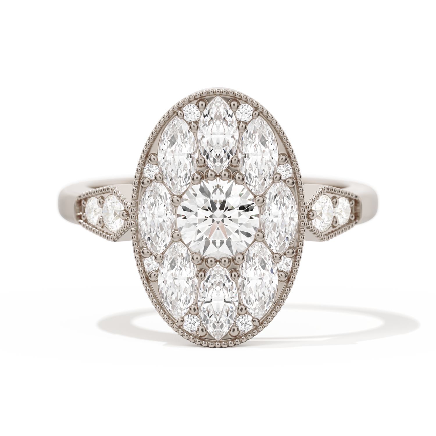 Round with Feather Marquise